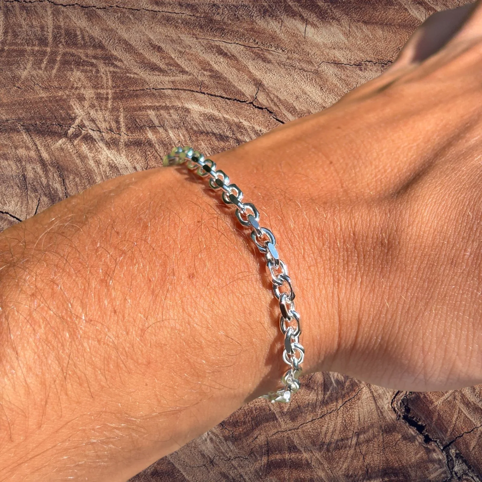 925 Sterling Silver 4mm Anchor Cable Bracelet - Image 7