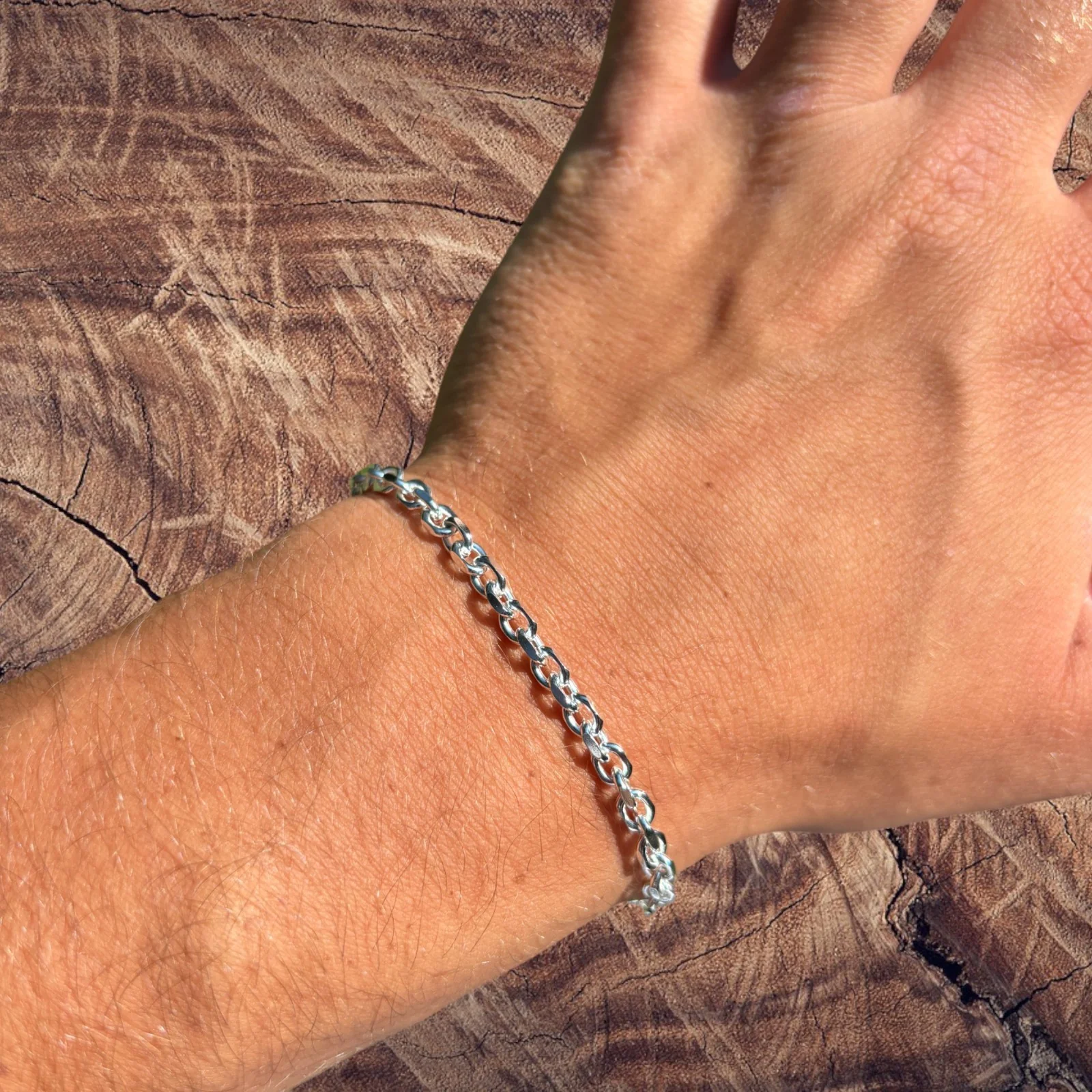 925 Sterling Silver 4mm Anchor Cable Bracelet - Image 9