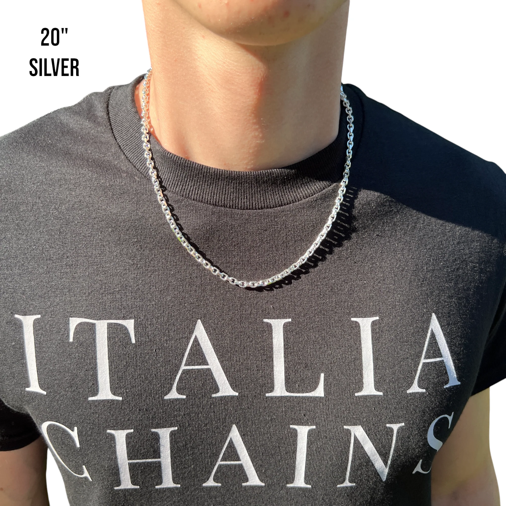 925 Sterling Silver 4mm Anchor Cable Chain Necklace - Image 11