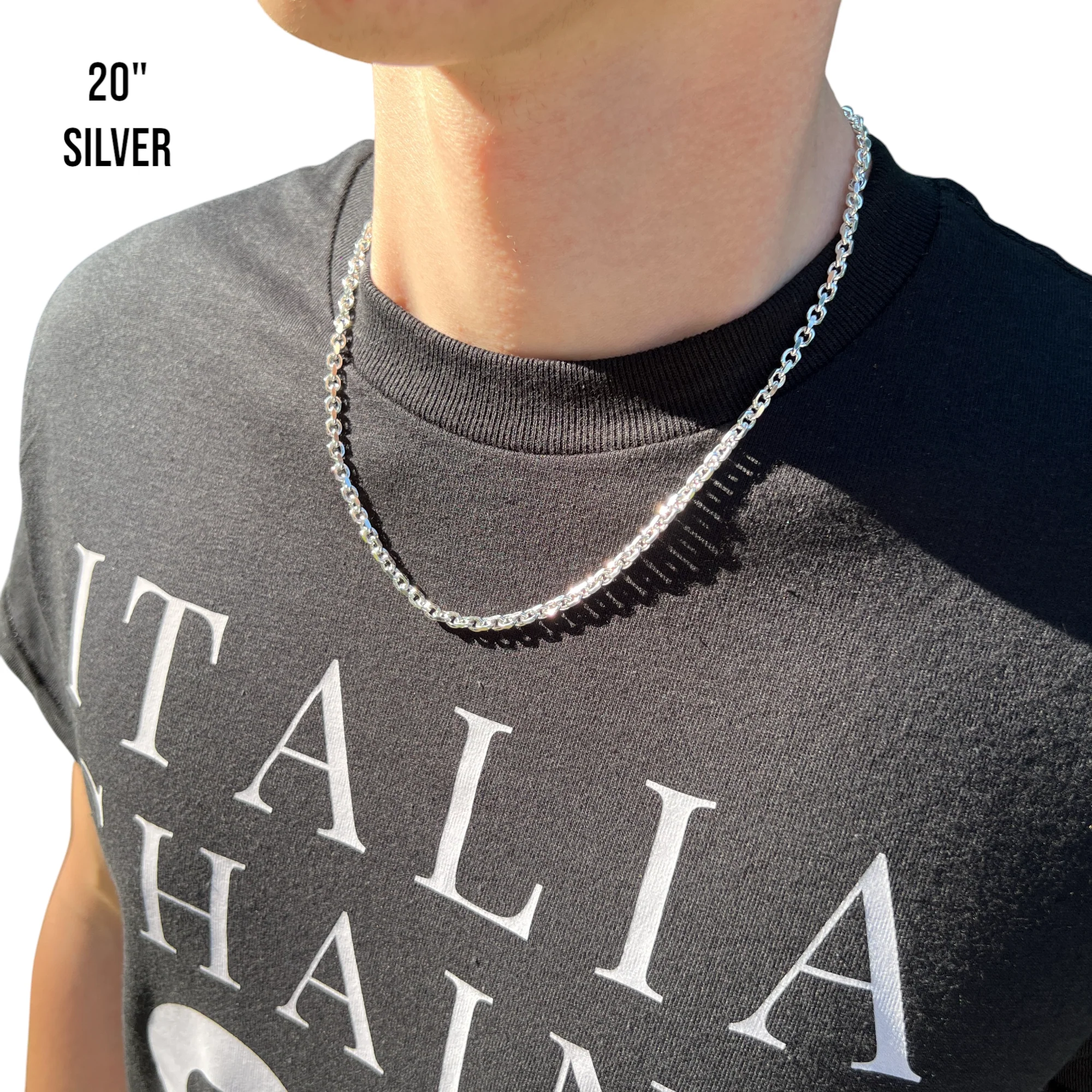 925 Sterling Silver 4mm Anchor Cable Chain Necklace - Image 12