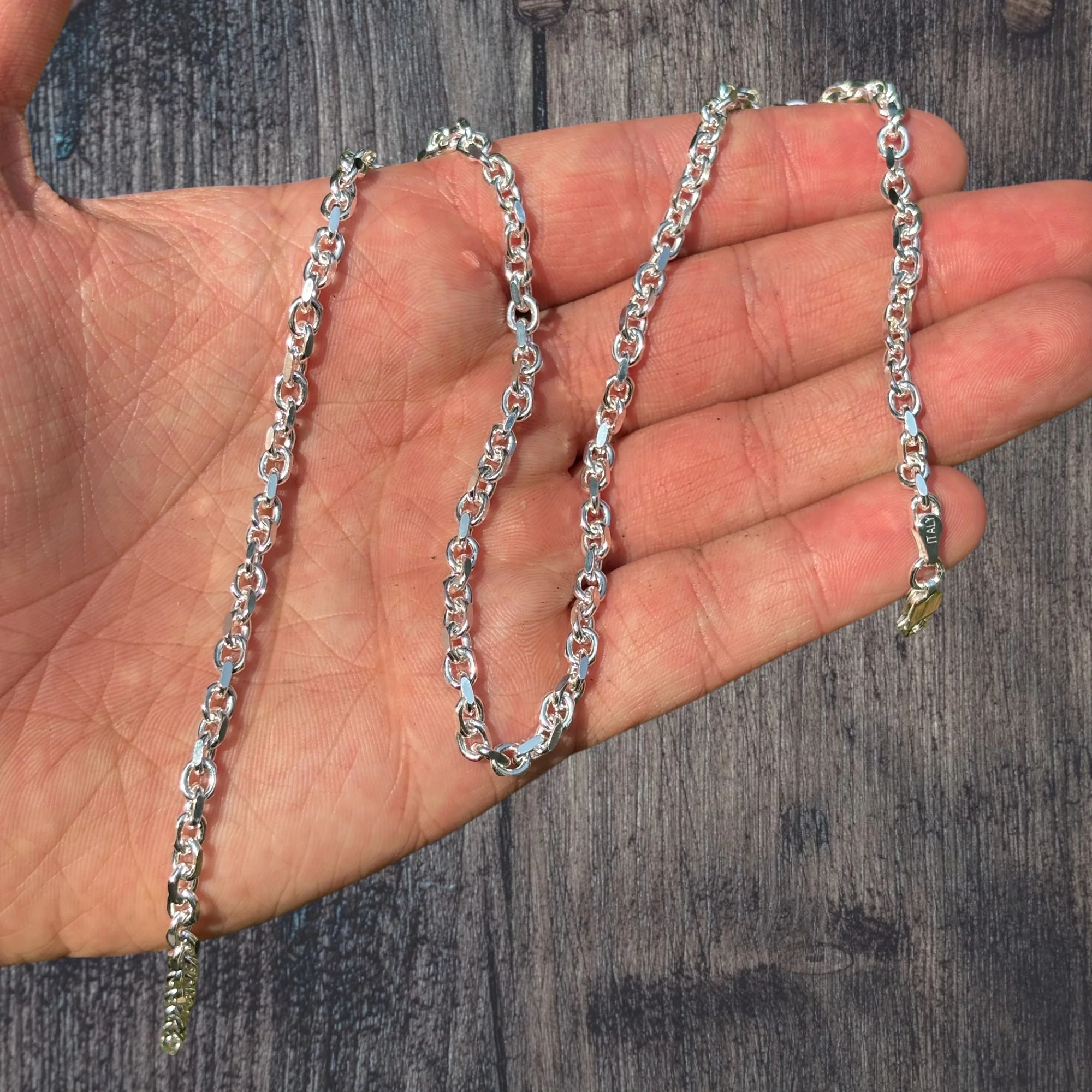925 Sterling Silver 4mm Anchor Cable Chain Necklace - Image 4
