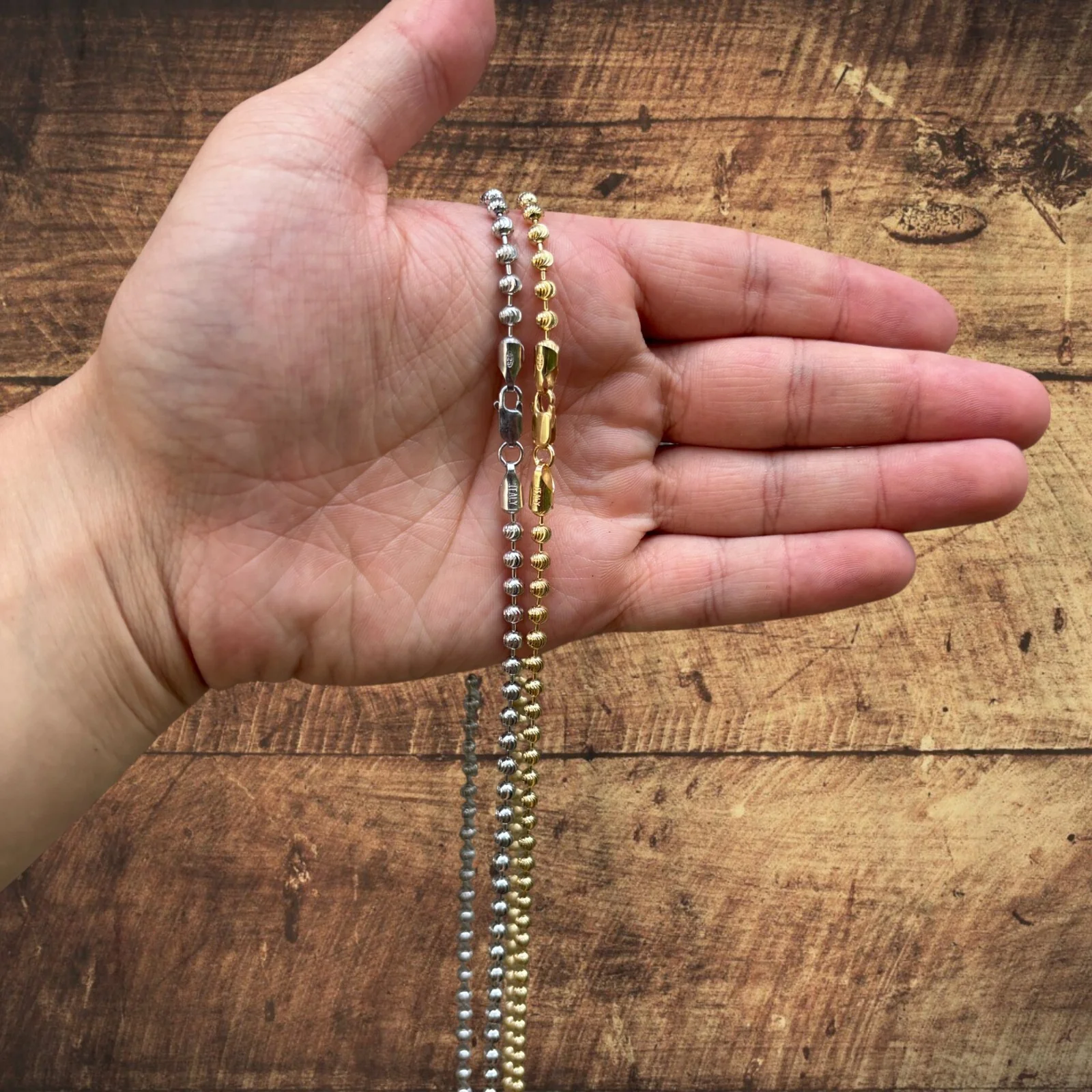 925 Sterling Silver 4mm Bead Chain Necklace - Image 7