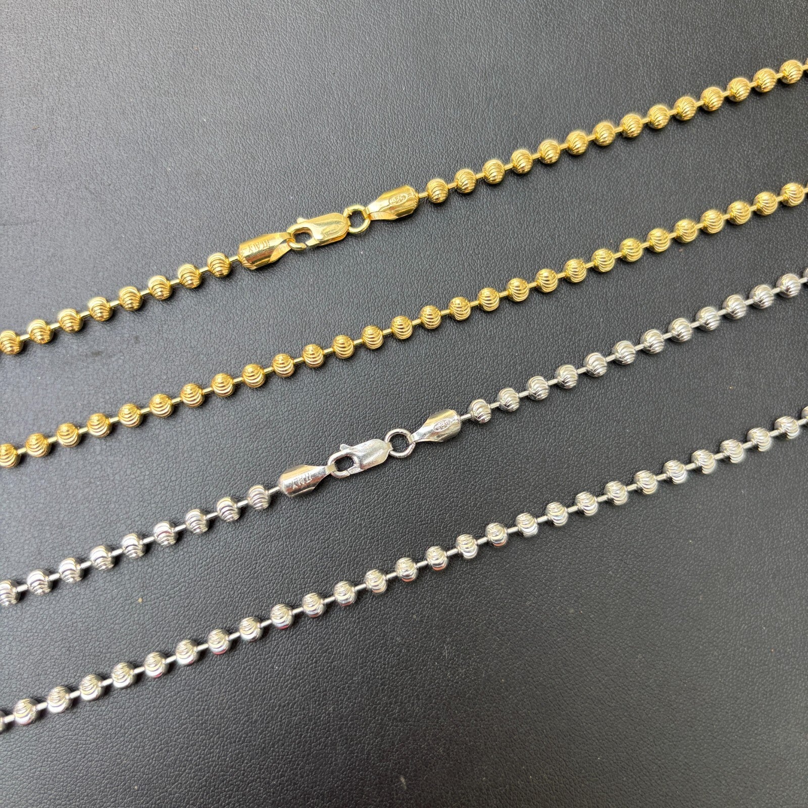 925 Sterling Silver 4mm Bead Chain Necklace - Image 8