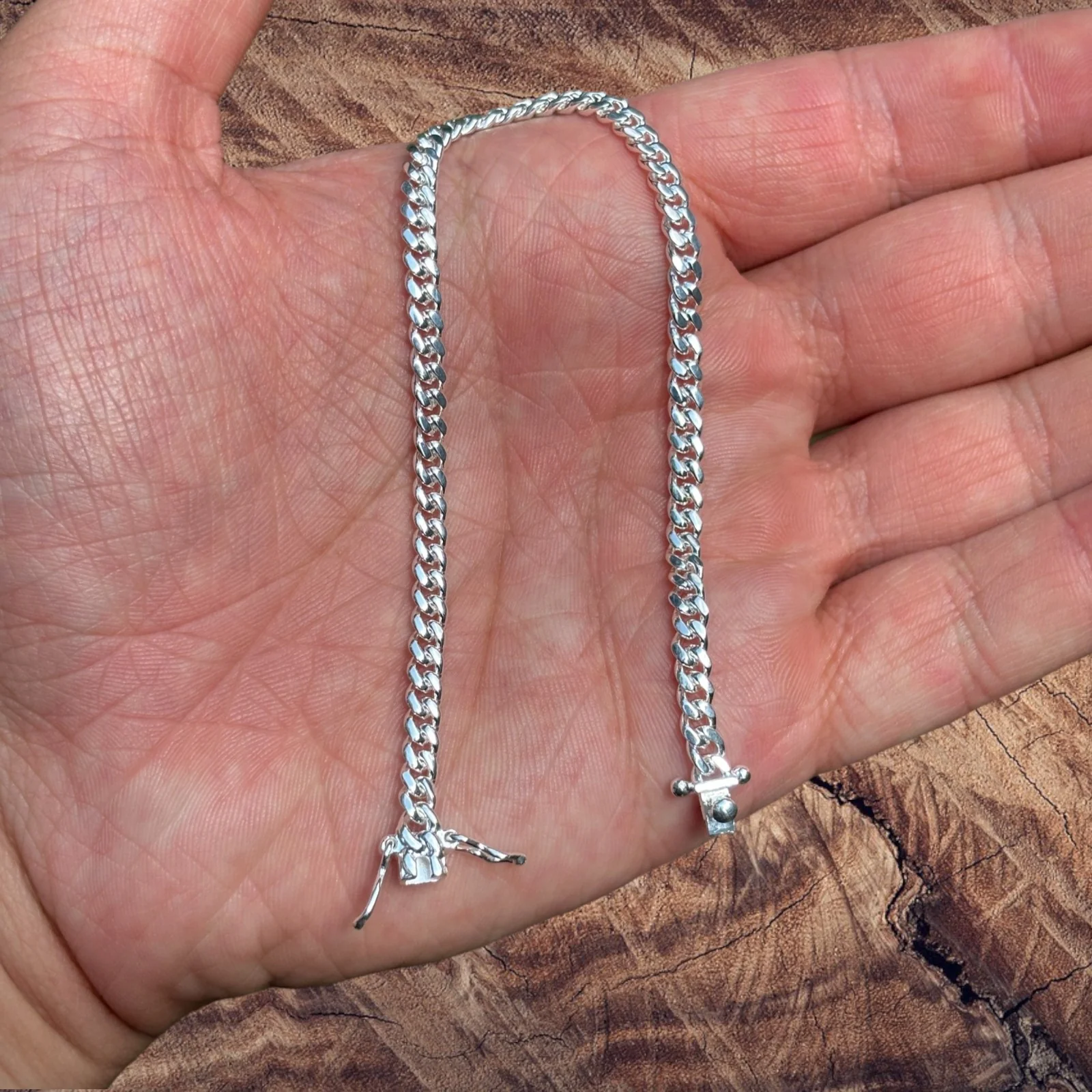 925 Sterling Silver 4mm Miami Cuban W. Box Clasp Bracelet - Image 5