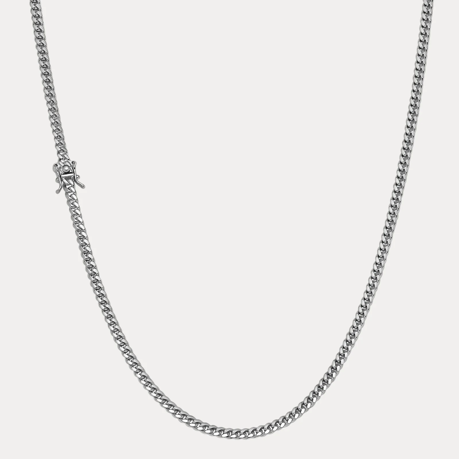 925 Sterling Silver 4mm Miami Cuban W. Box Clasp Chain Necklace
