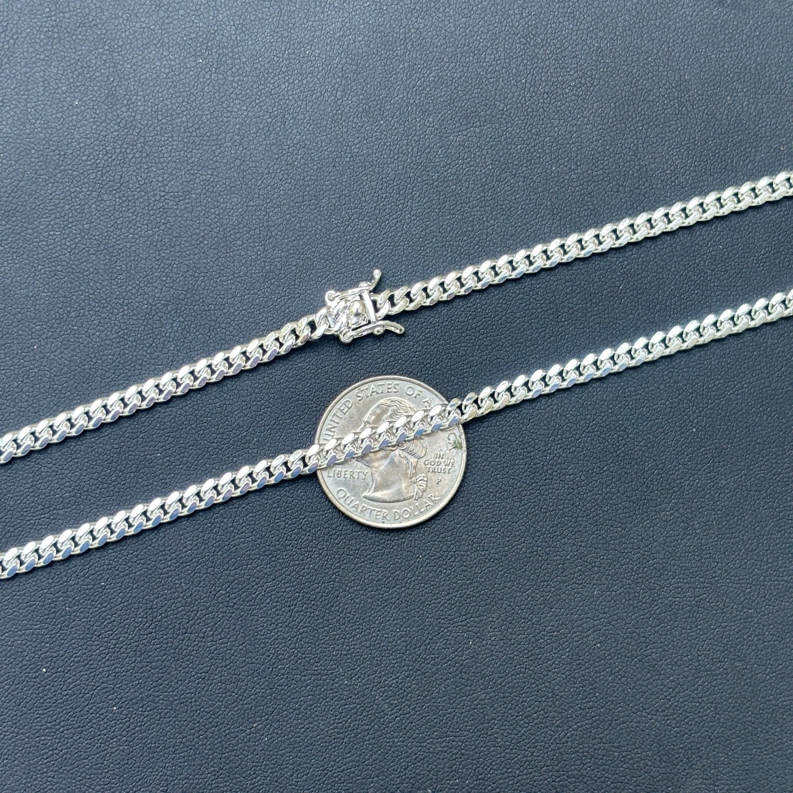 925 Sterling Silver 4mm Miami Cuban W. Box Clasp Chain Necklace - Image 11