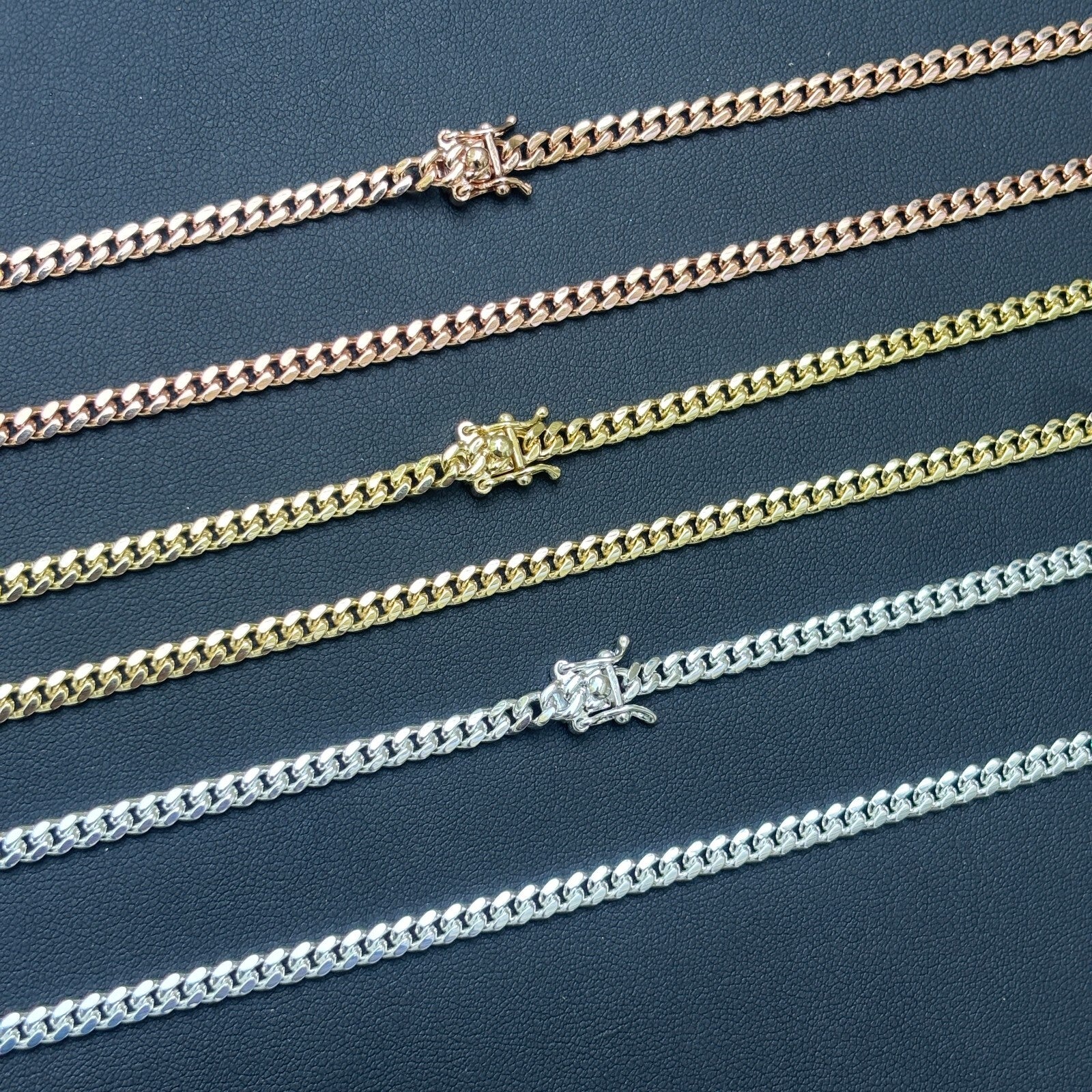 925 Sterling Silver 4mm Miami Cuban W. Box Clasp Chain Necklace - Image 4