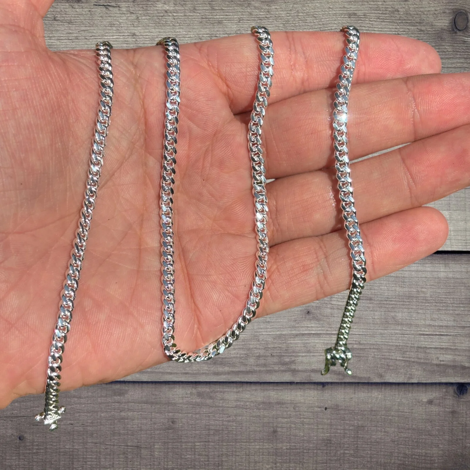 925 Sterling Silver 4mm Miami Cuban W. Box Clasp Chain Necklace - Image 6