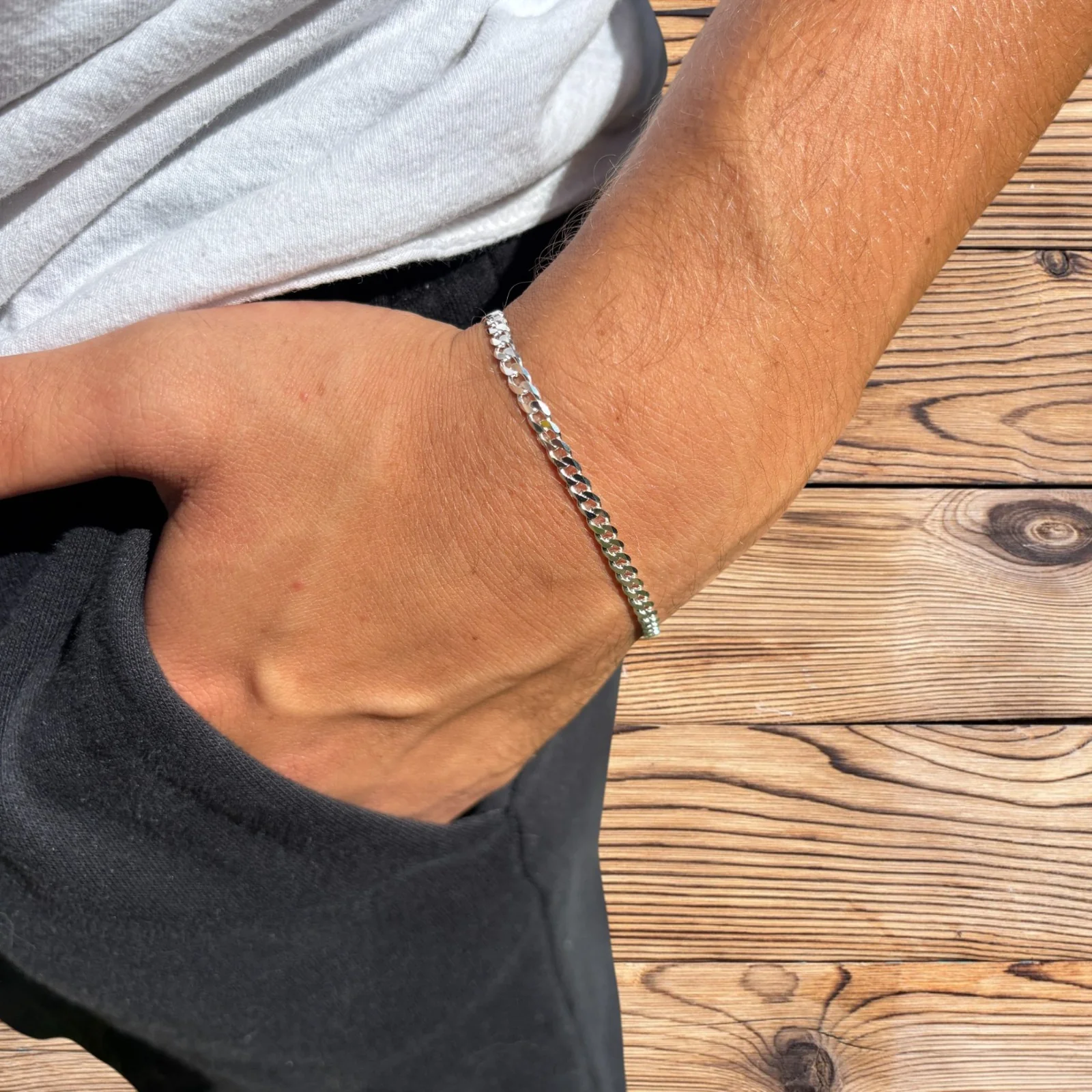 925 Sterling Silver 4mm Curb Bracelet - Image 14