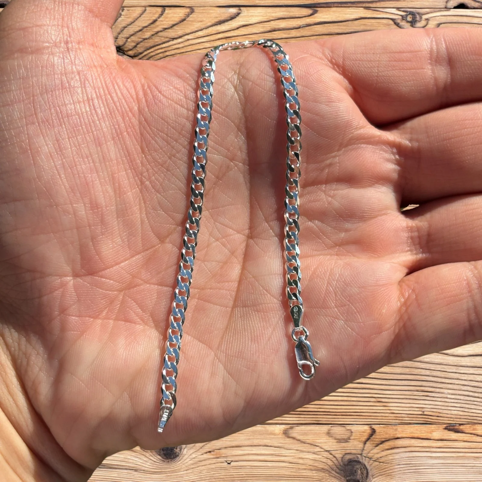 925 Sterling Silver 4mm Curb Bracelet - Image 4