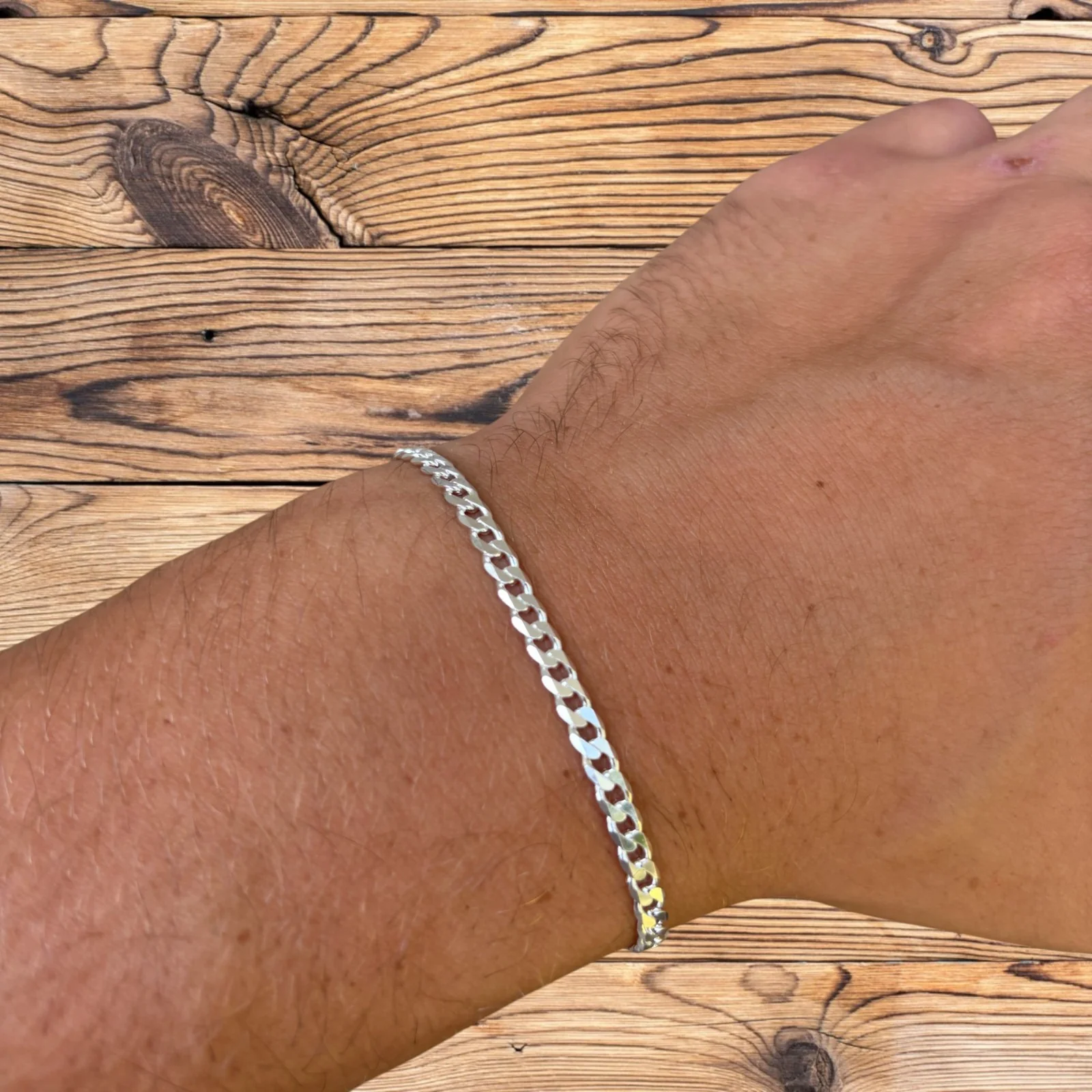925 Sterling Silver 4mm Curb Bracelet - Image 6