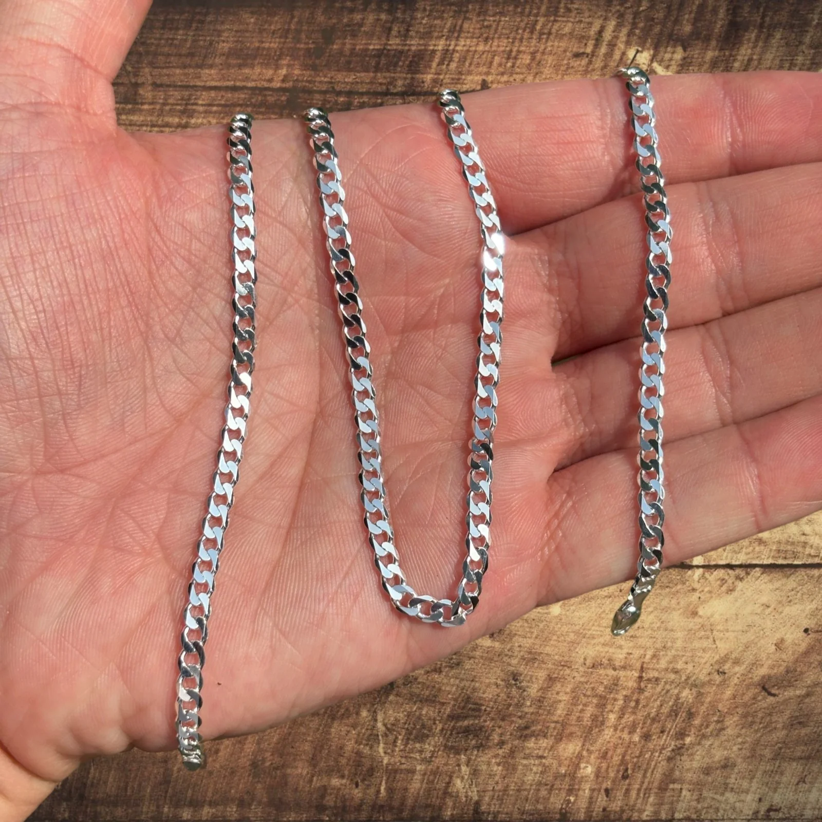 925 Sterling Silver 4mm Curb Chain Necklace - Image 5