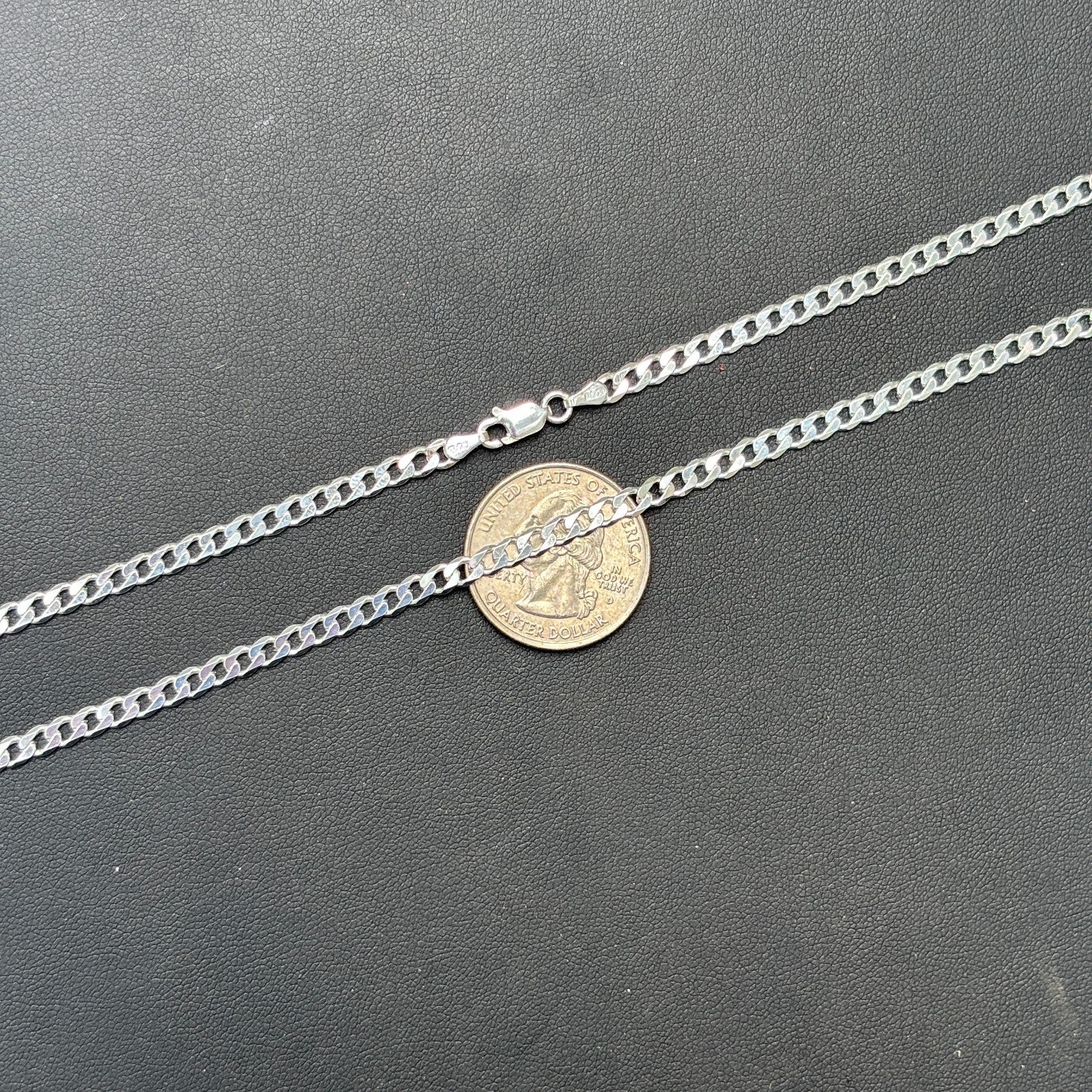 925 Sterling Silver 4mm Curb Chain Necklace - Image 9