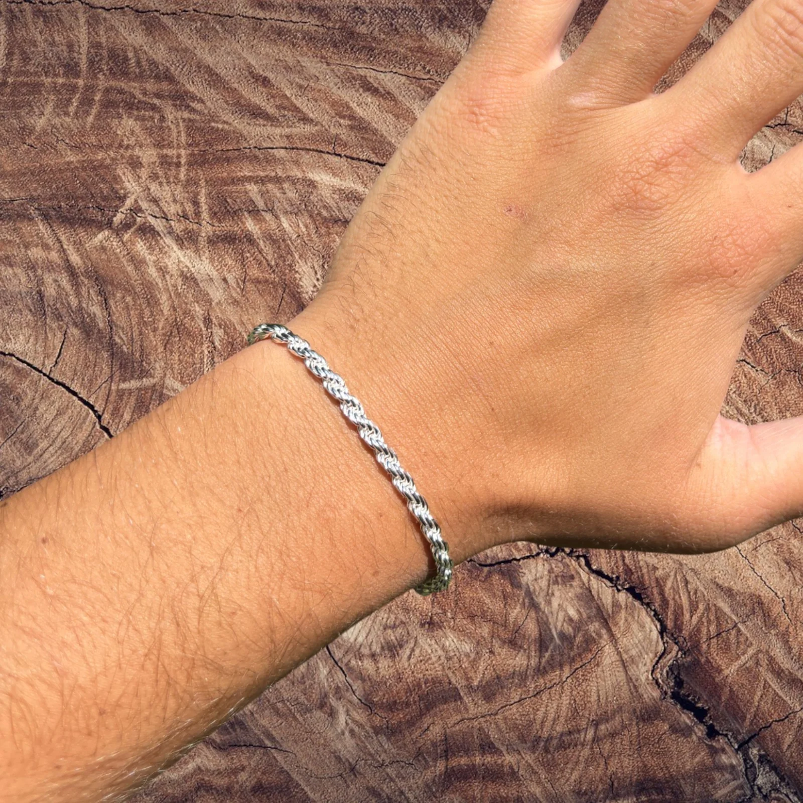 925 Sterling Silver 4mm Diamond Cut Rope Bracelet - Image 10