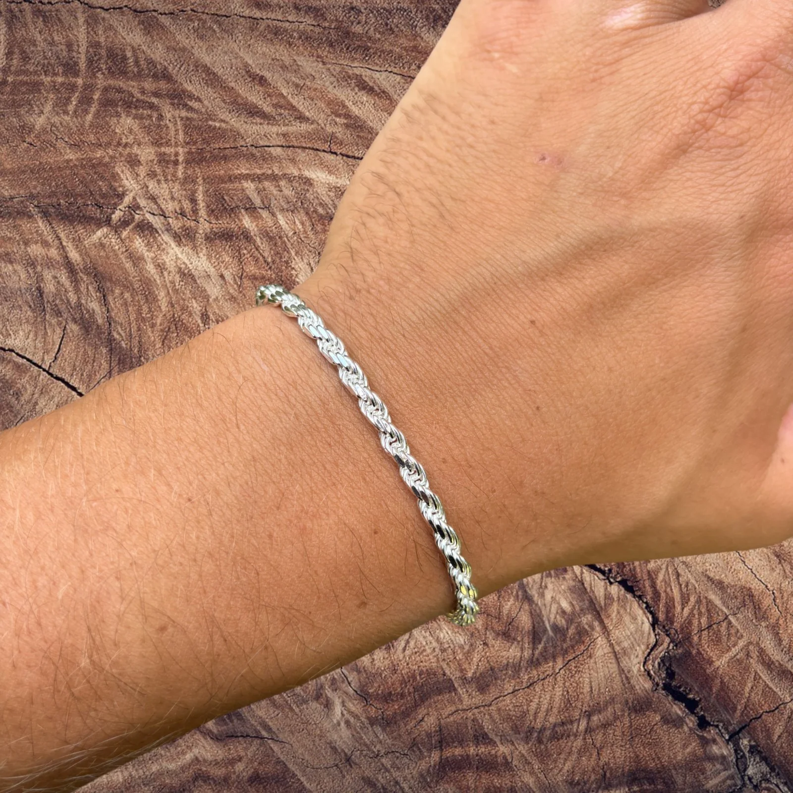 925 Sterling Silver 4mm Diamond Cut Rope Bracelet - Image 13