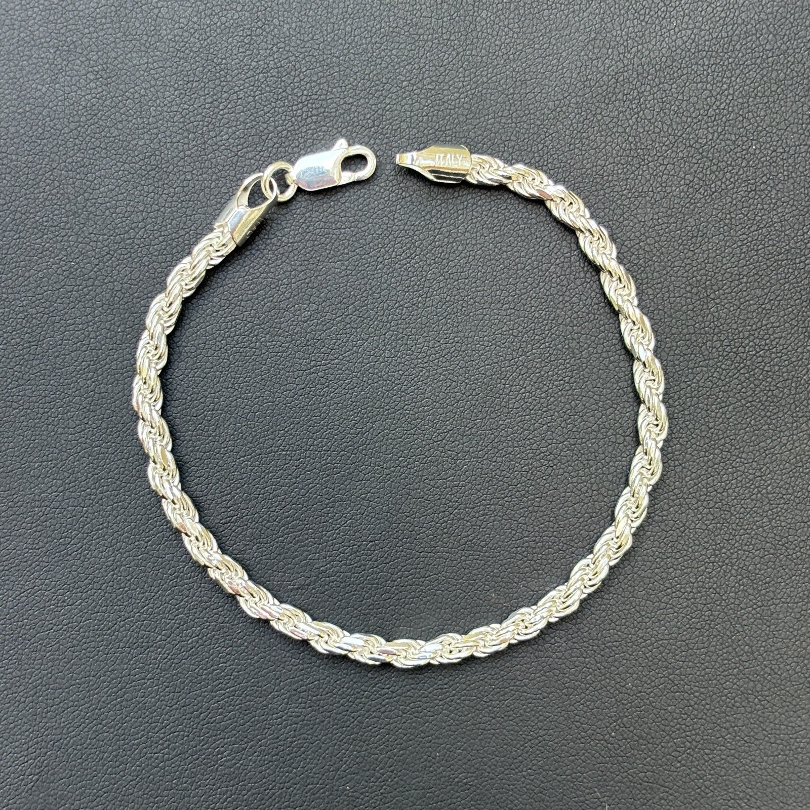 925 Sterling Silver 4mm Diamond Cut Rope Bracelet - Image 14