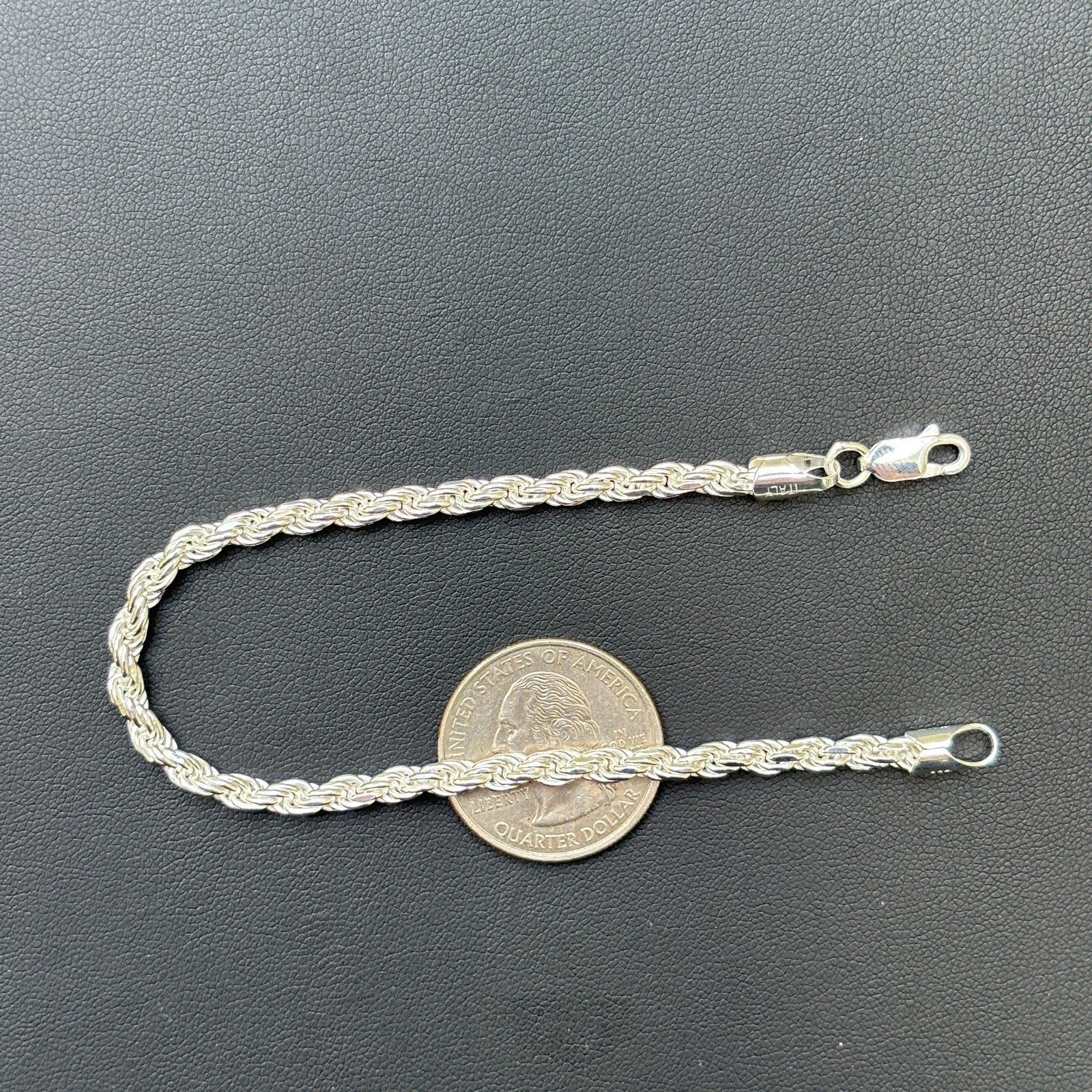 925 Sterling Silver 4mm Diamond Cut Rope Bracelet - Image 15