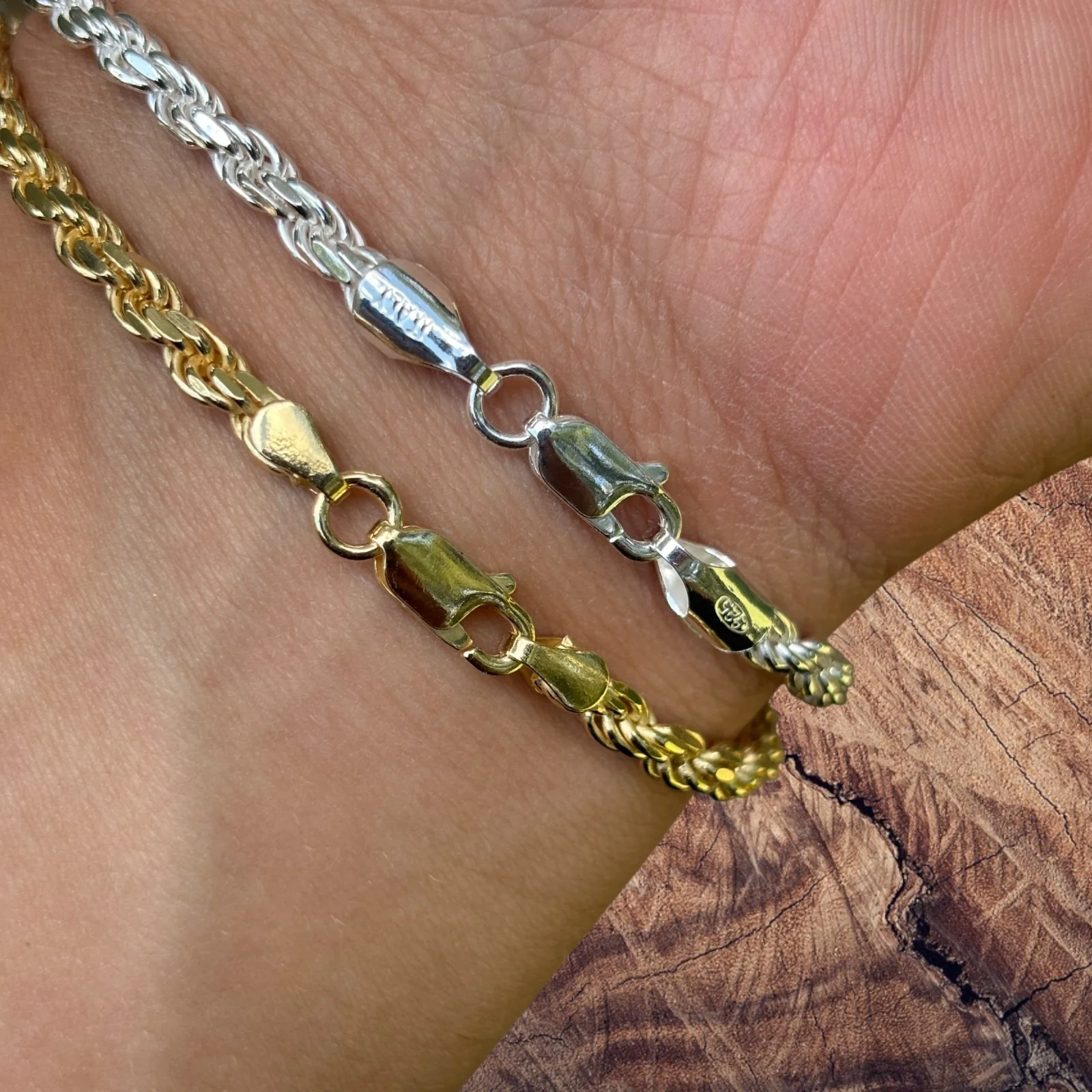 925 Sterling Silver 4mm Diamond Cut Rope Bracelet - Image 16