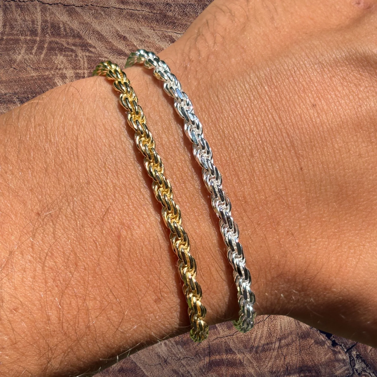 925 Sterling Silver 4mm Diamond Cut Rope Bracelet - Image 3
