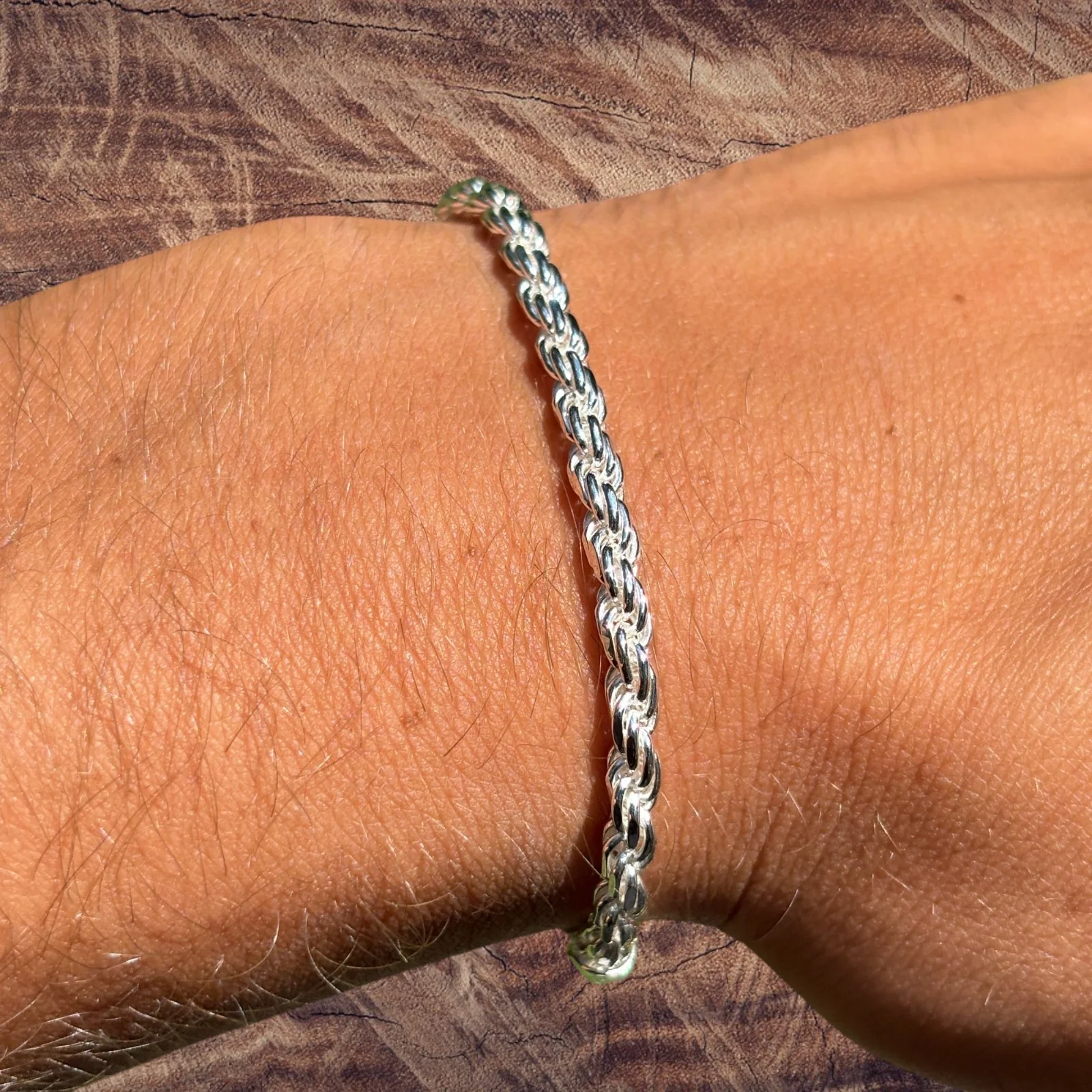 925 Sterling Silver 4mm Diamond Cut Rope Bracelet - Image 7