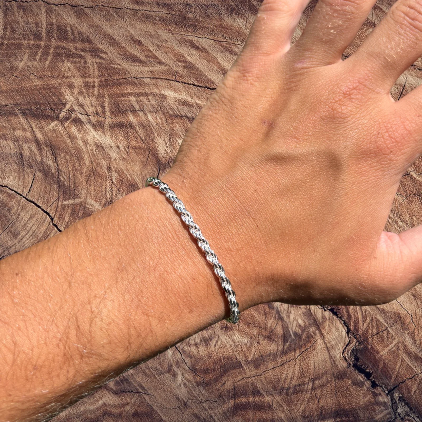 925 Sterling Silver 4mm Diamond Cut Rope Bracelet - Image 8