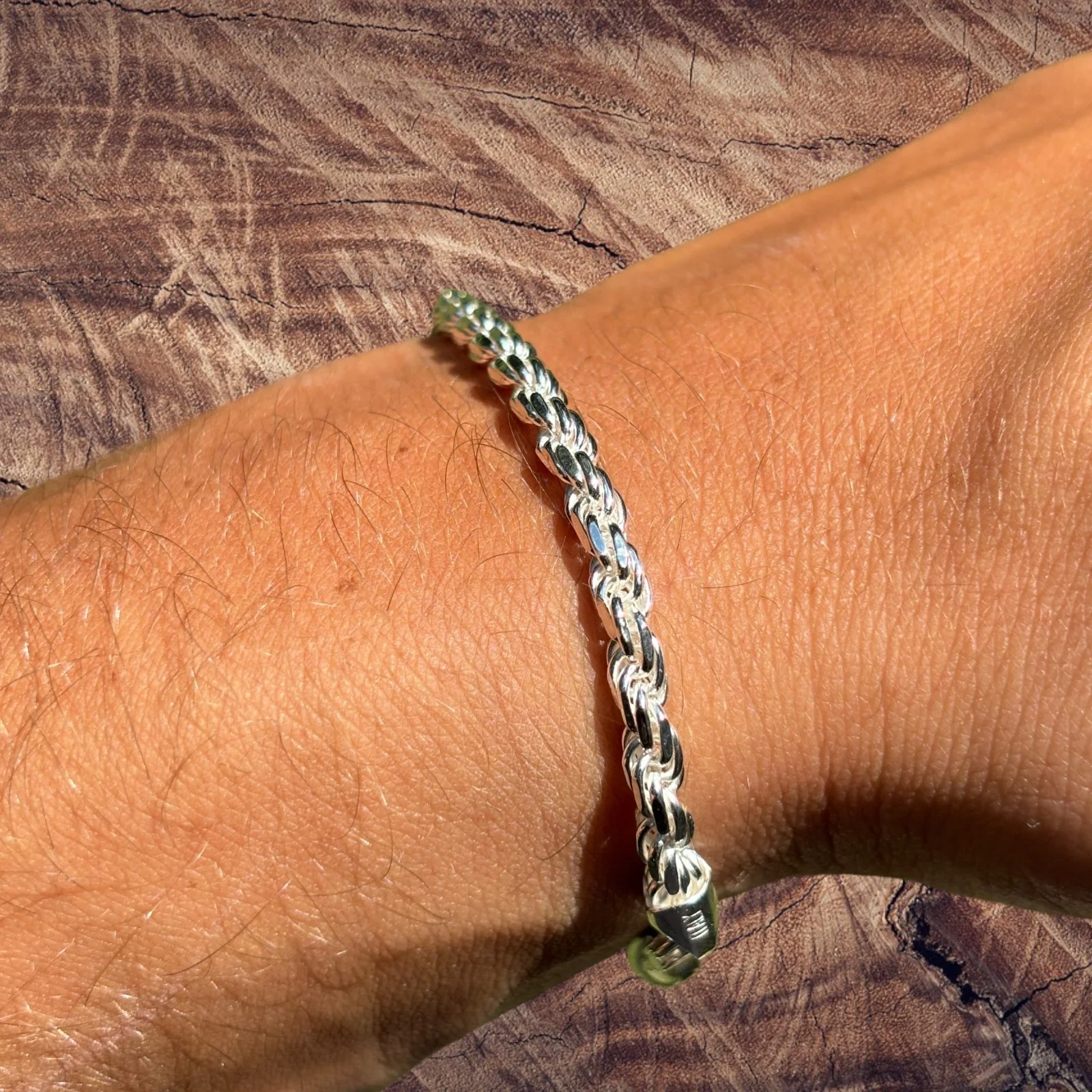 925 Sterling Silver 4mm Diamond Cut Rope Bracelet - Image 9