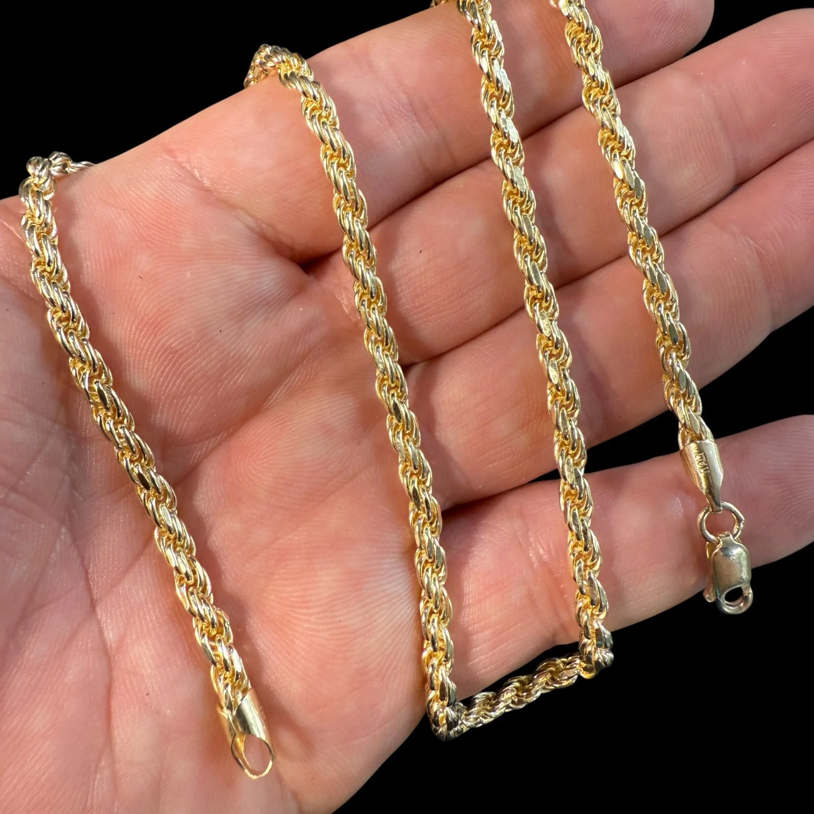 925 Sterling Silver 4mm Diamond Cut Rope Chain Necklace - Image 14