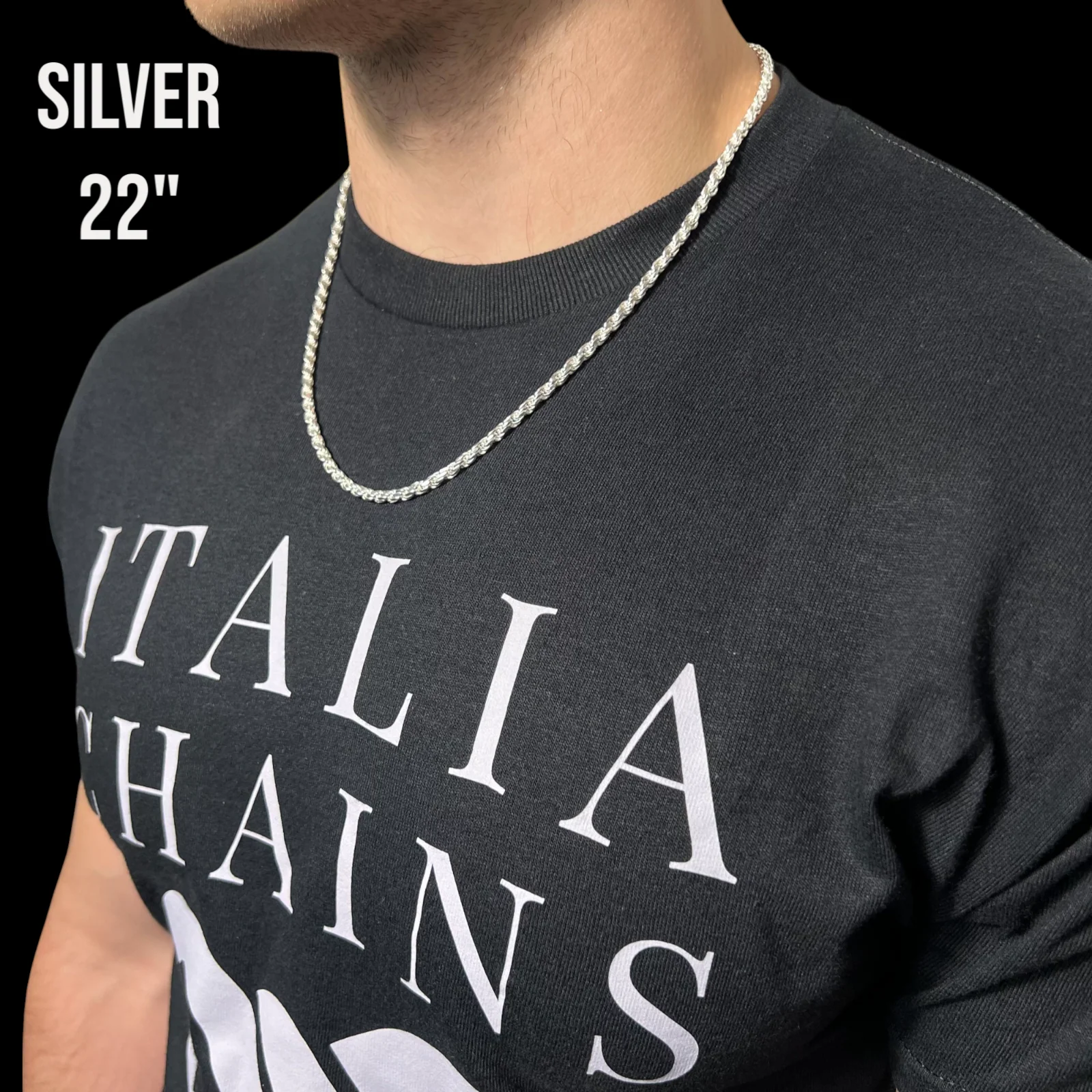925 Sterling Silver 4mm Diamond Cut Rope Chain Necklace - Image 4