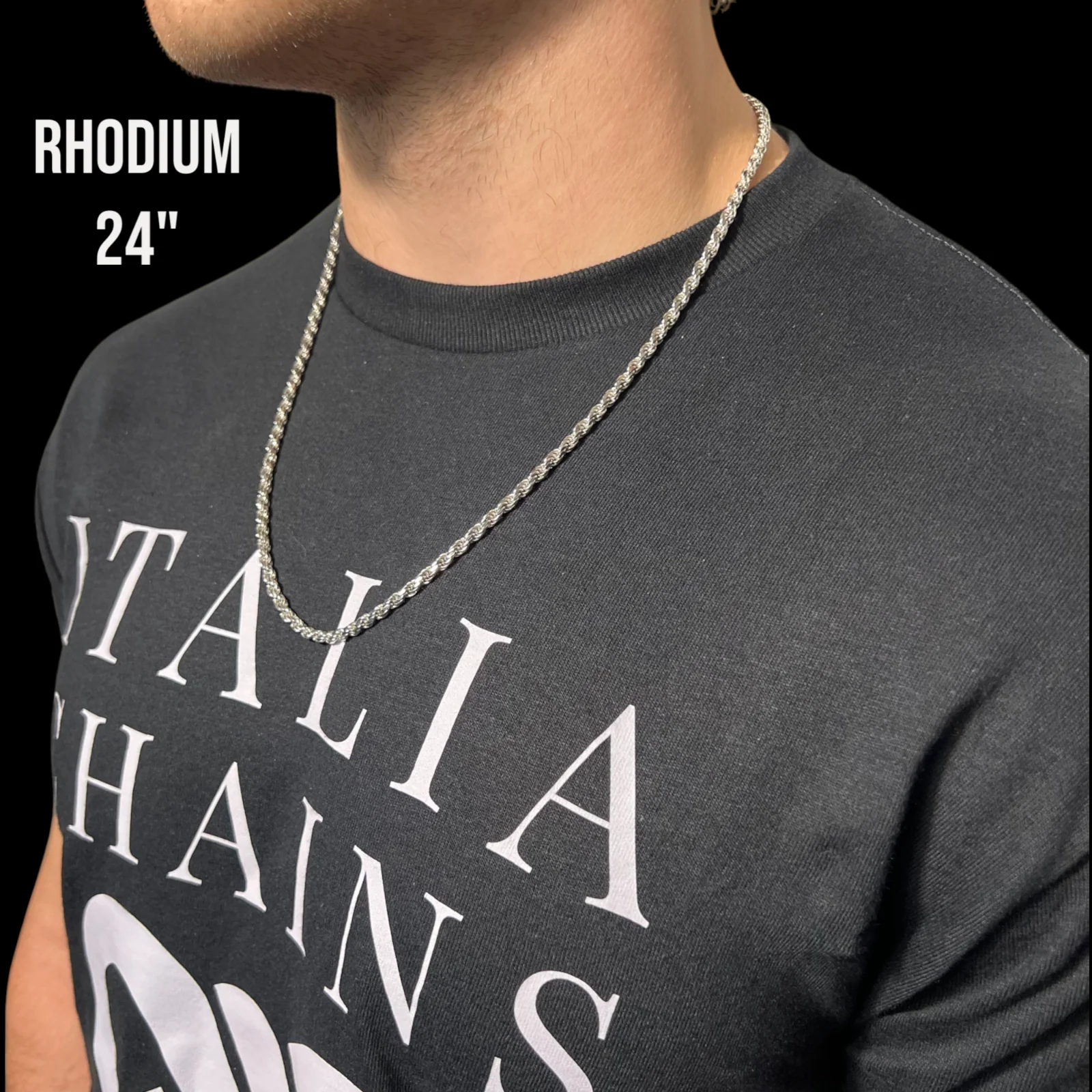925 Sterling Silver 4mm Diamond Cut Rope Chain Necklace - Image 8