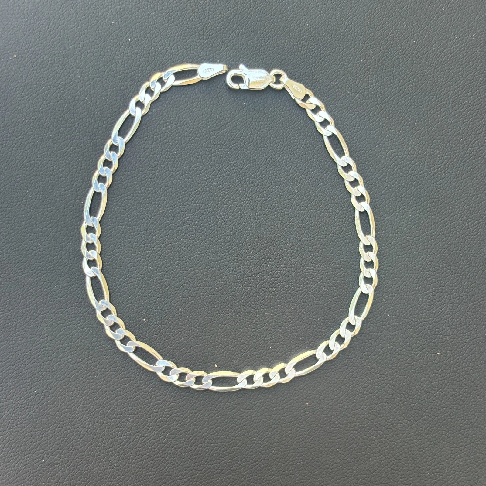 925 Sterling Silver 4mm Figaro Bracelet - Image 15