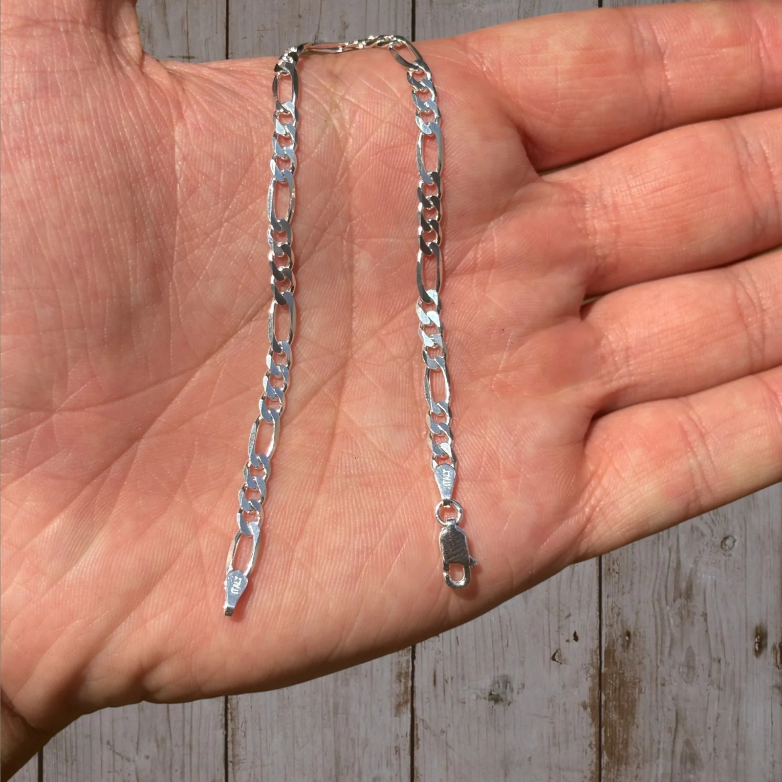 925 Sterling Silver 4mm Figaro Bracelet - Image 4