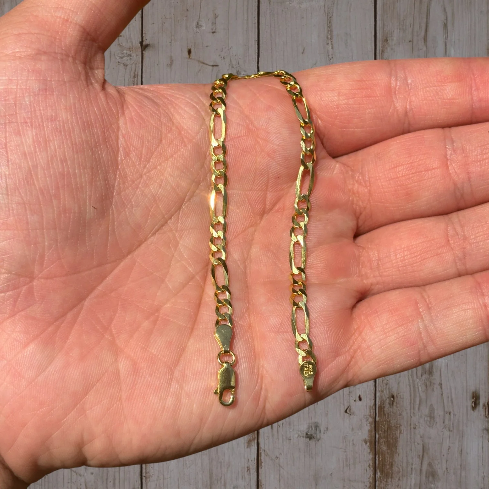 925 Sterling Silver 4mm Figaro Bracelet - Image 5