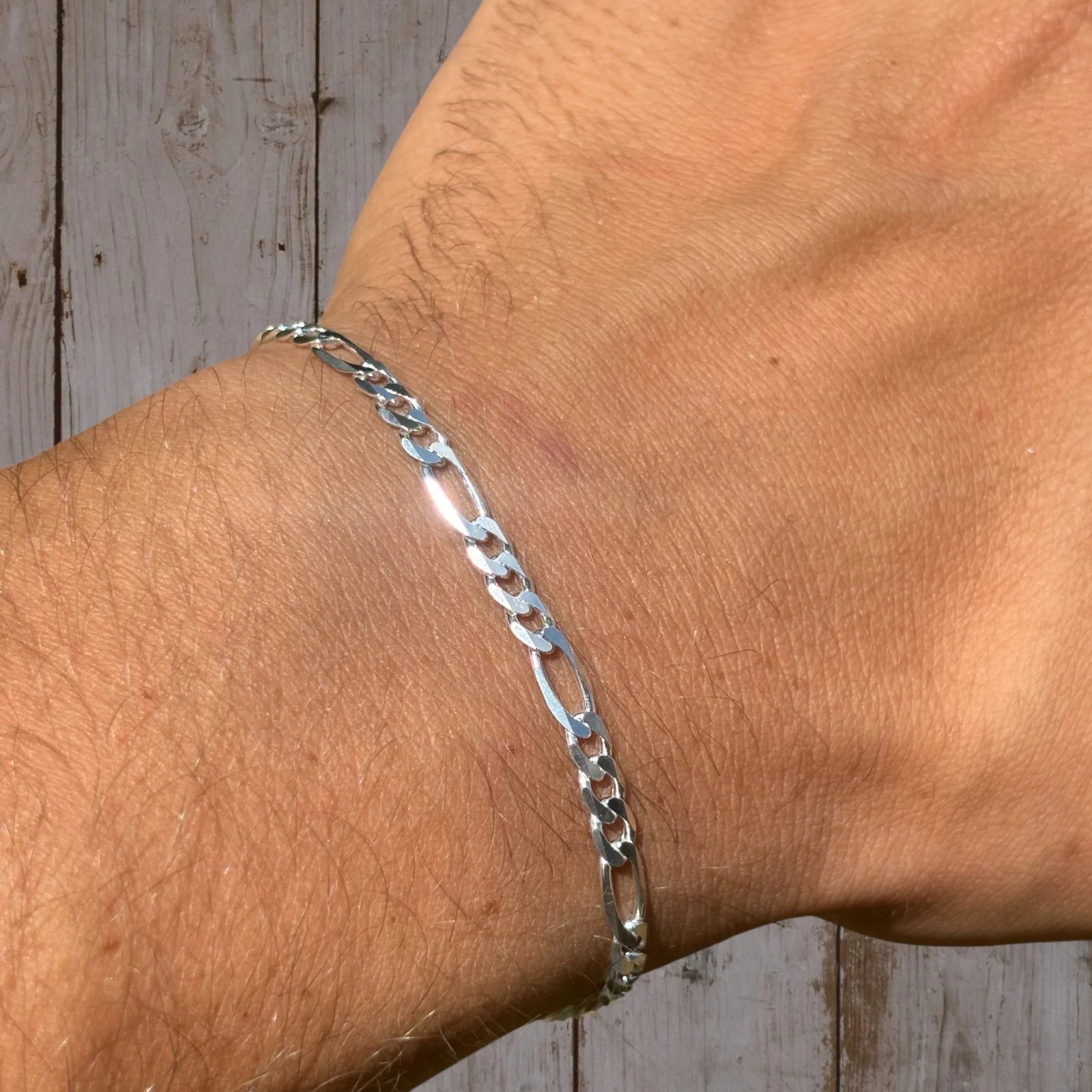 925 Sterling Silver 4mm Figaro Bracelet - Image 6