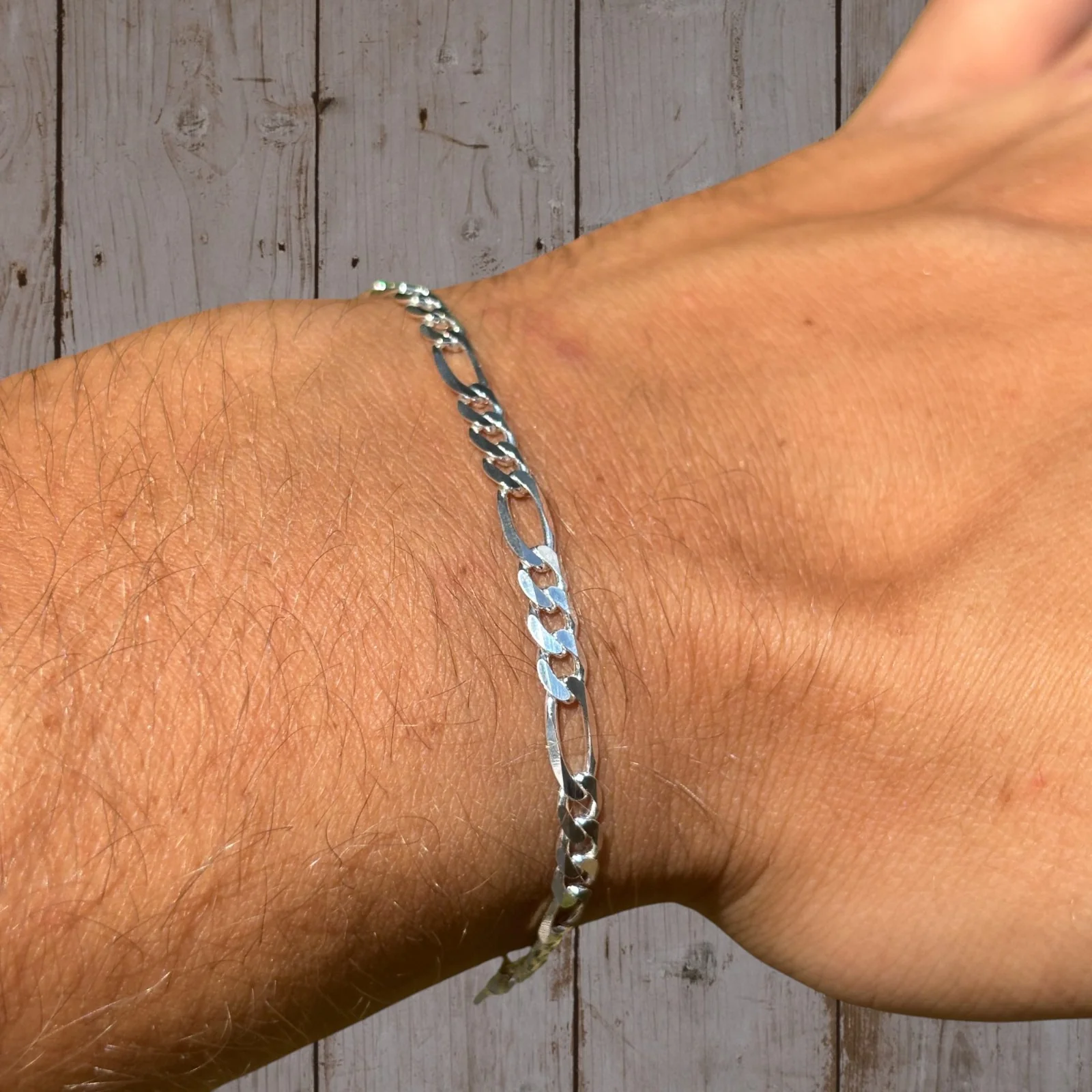 925 Sterling Silver 4mm Figaro Bracelet - Image 7