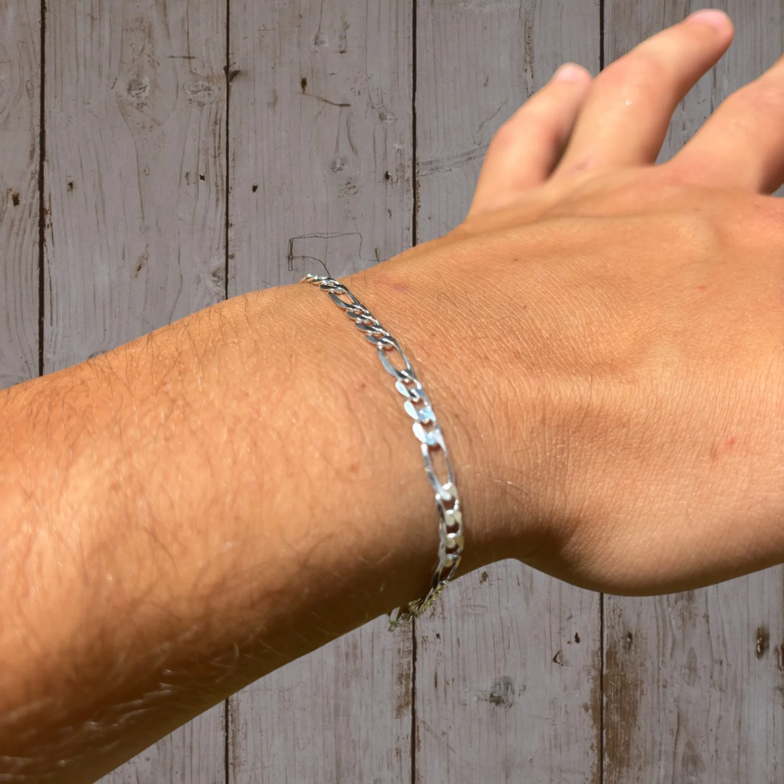 925 Sterling Silver 4mm Figaro Bracelet - Image 8