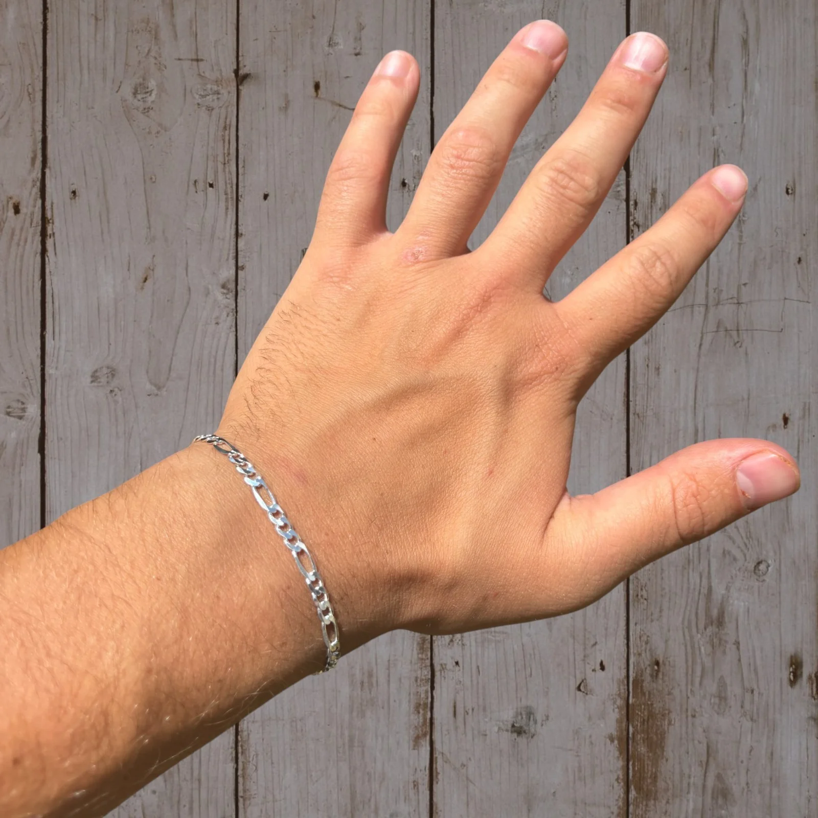 925 Sterling Silver 4mm Figaro Bracelet - Image 9