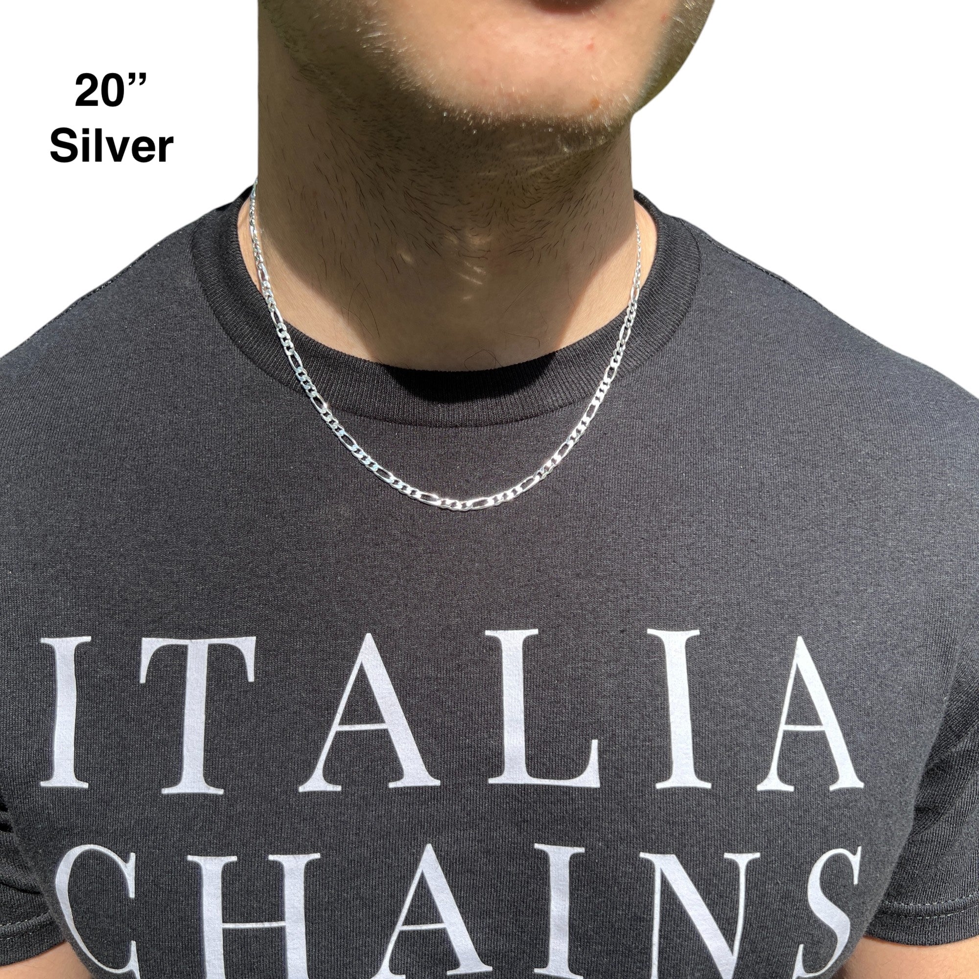 925 Sterling Silver 4mm Figaro Chain Necklace - Image 10