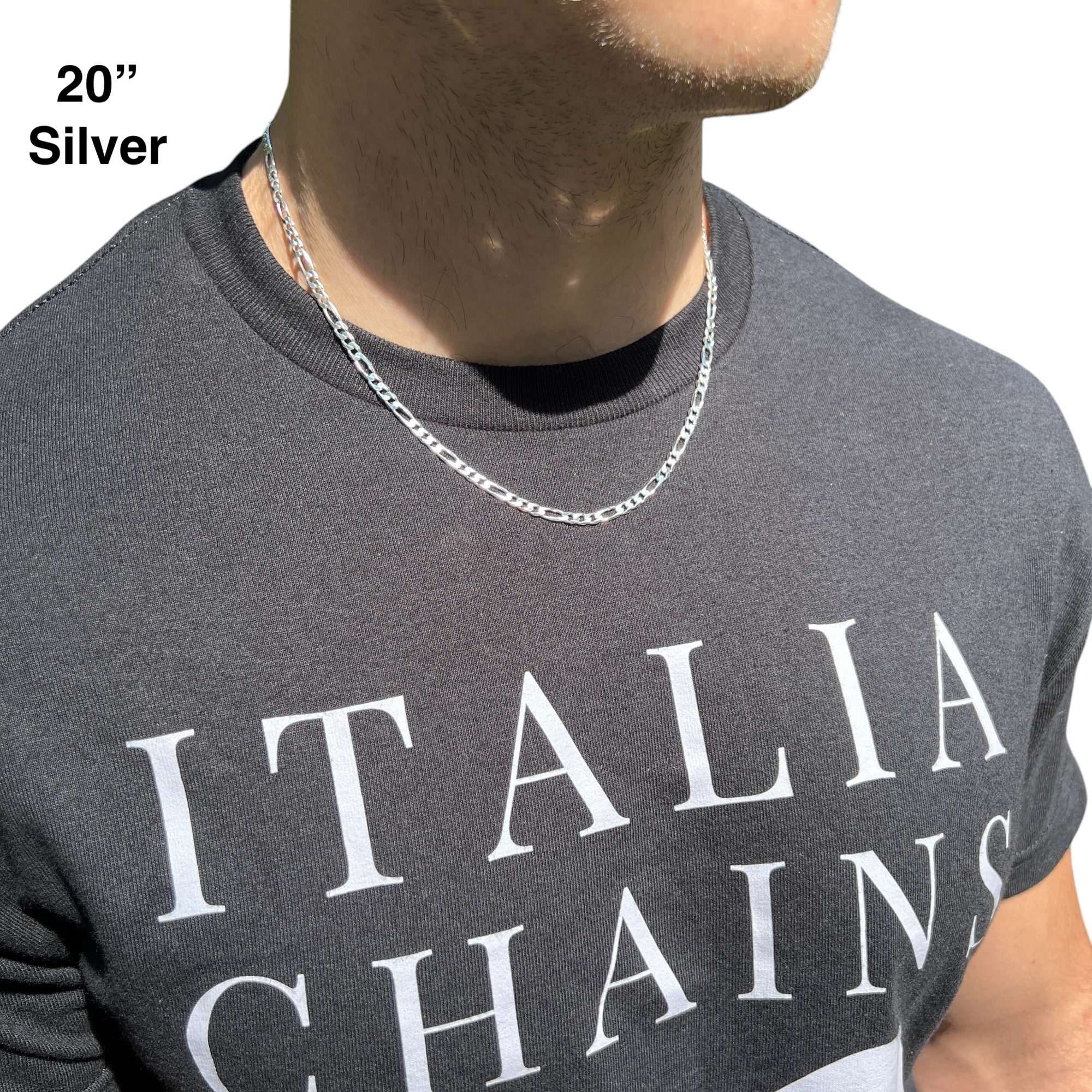925 Sterling Silver 4mm Figaro Chain Necklace - Image 11