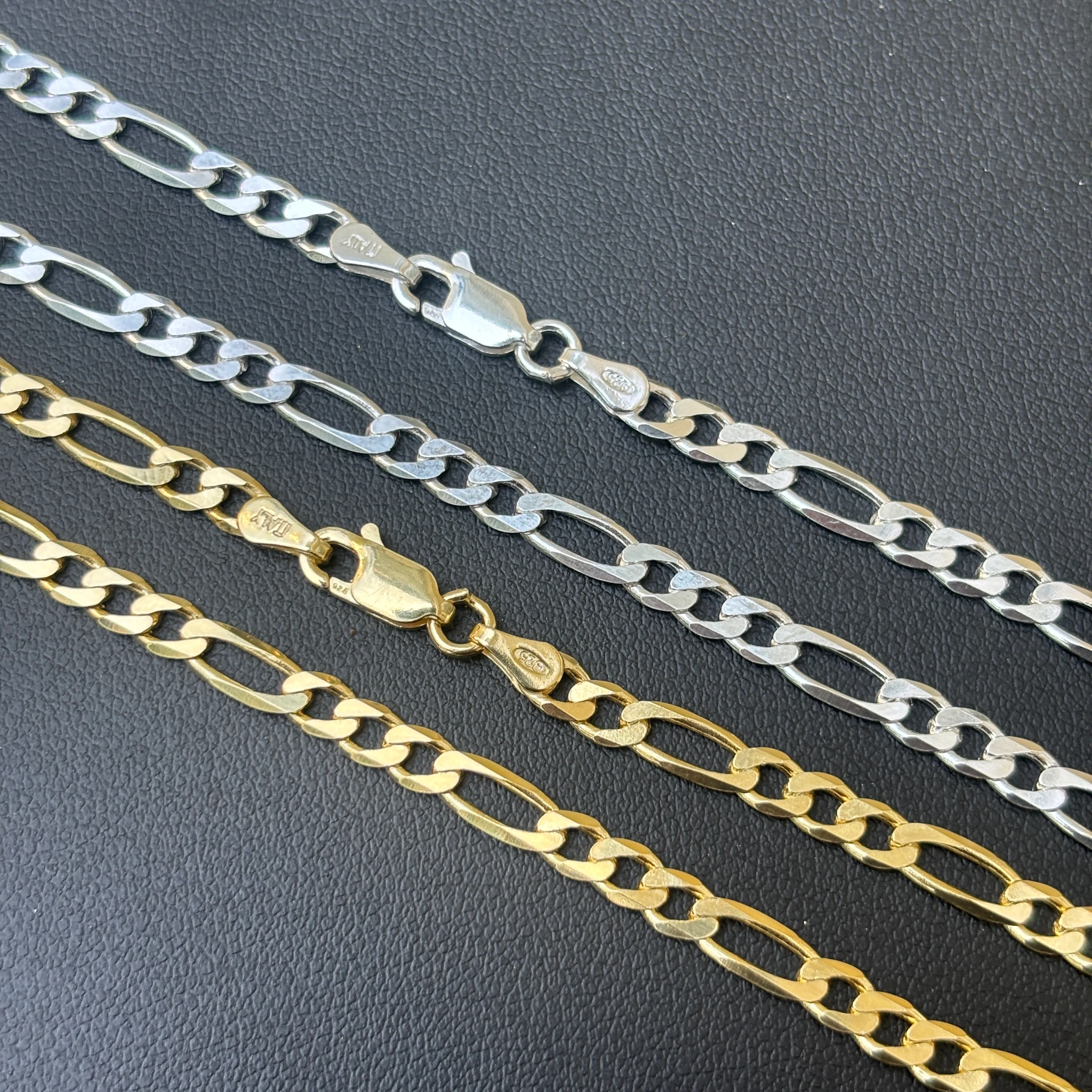 925 Sterling Silver 4mm Figaro Chain Necklace - Image 3