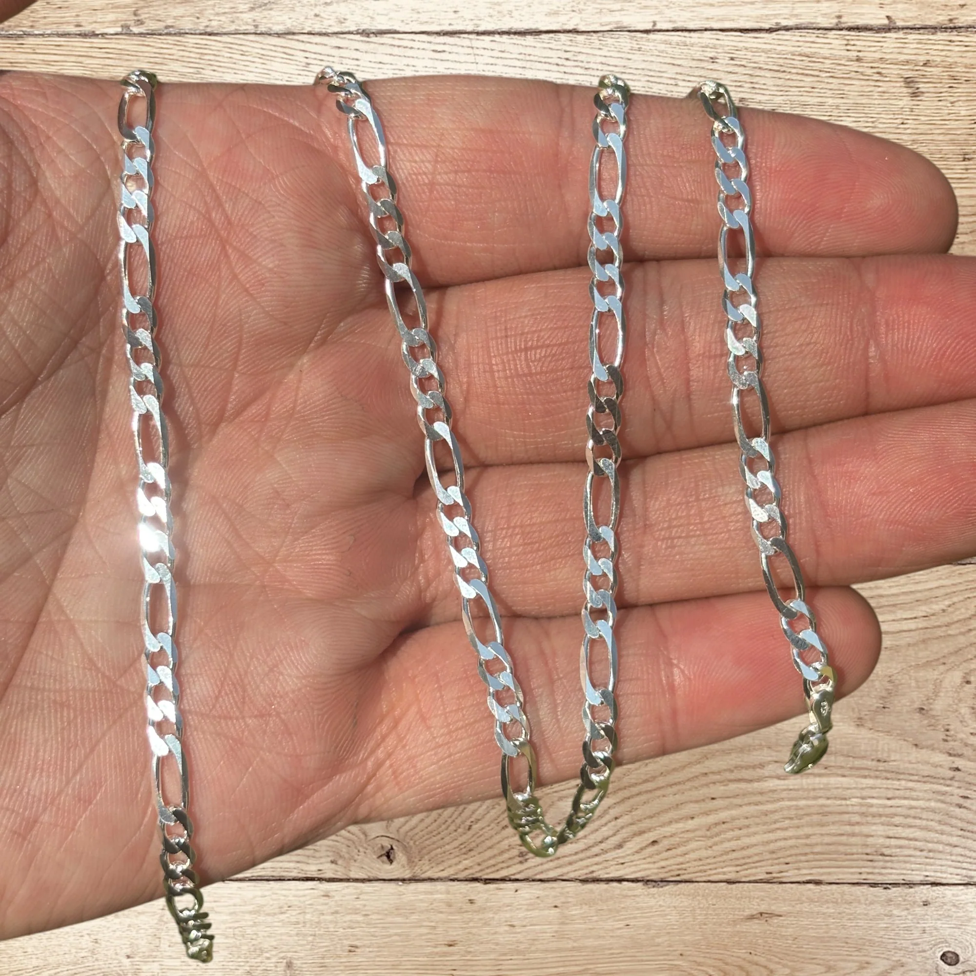925 Sterling Silver 4mm Figaro Chain Necklace - Image 4