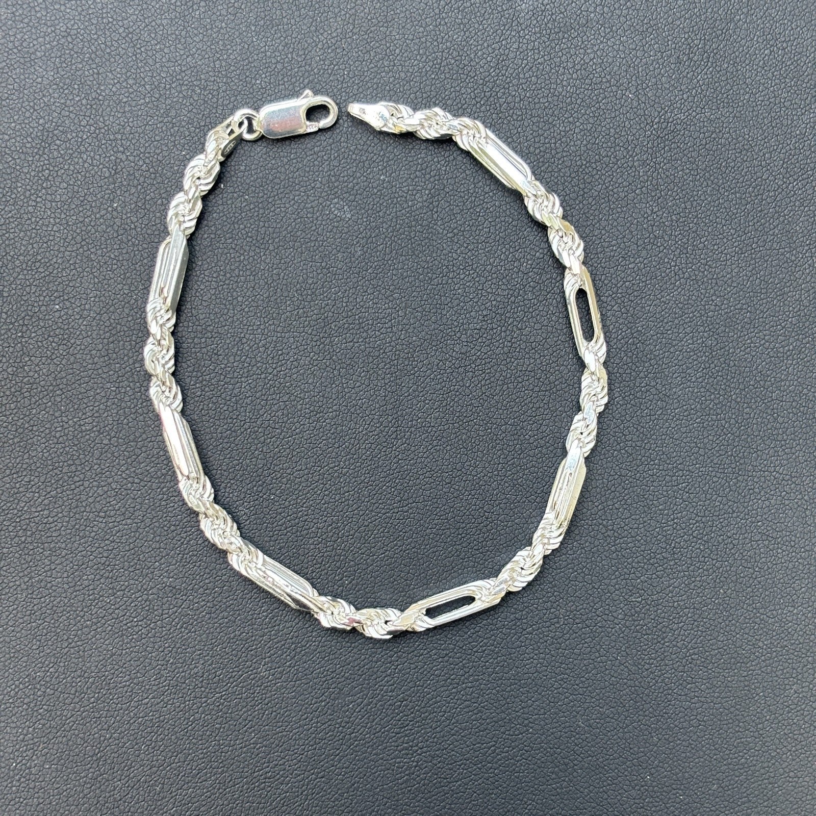 925 Sterling Silver 4mm Figarope Milano Bracelet - Image 14