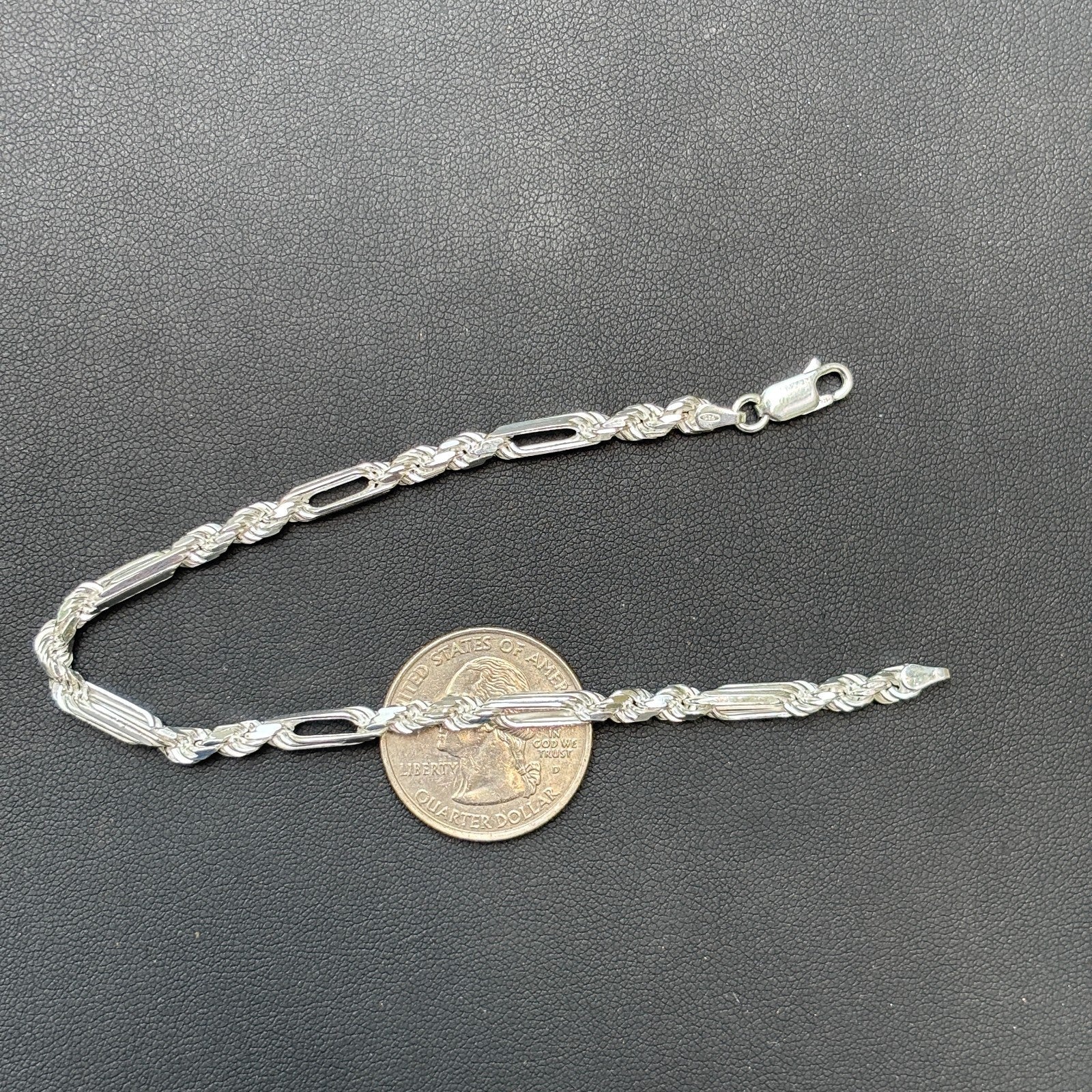 925 Sterling Silver 4mm Figarope Milano Bracelet - Image 15