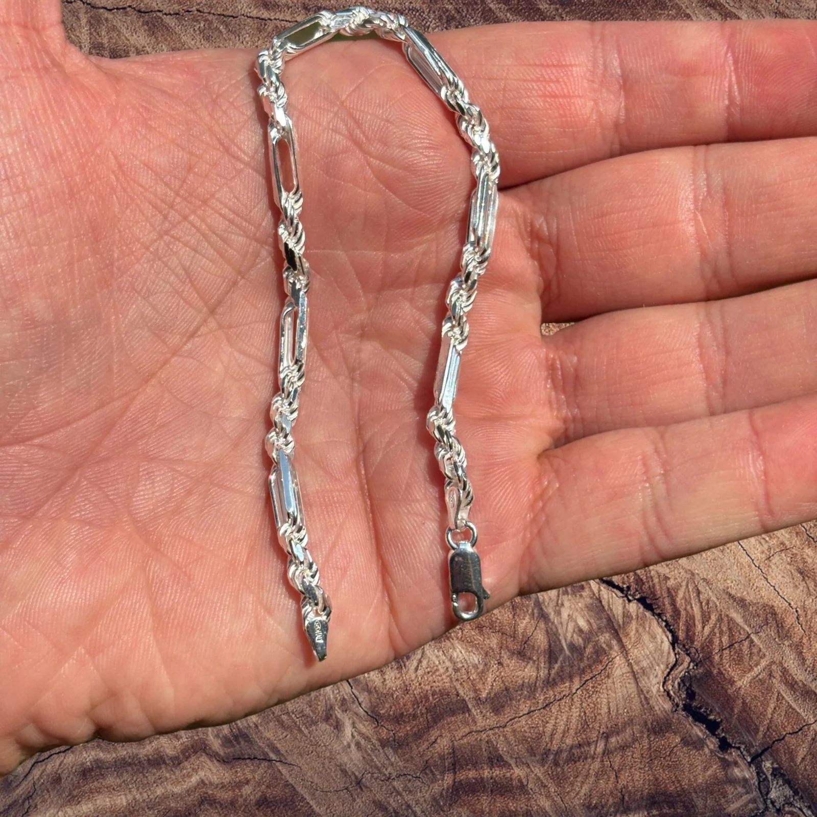 925 Sterling Silver 4mm Figarope Milano Bracelet - Image 4