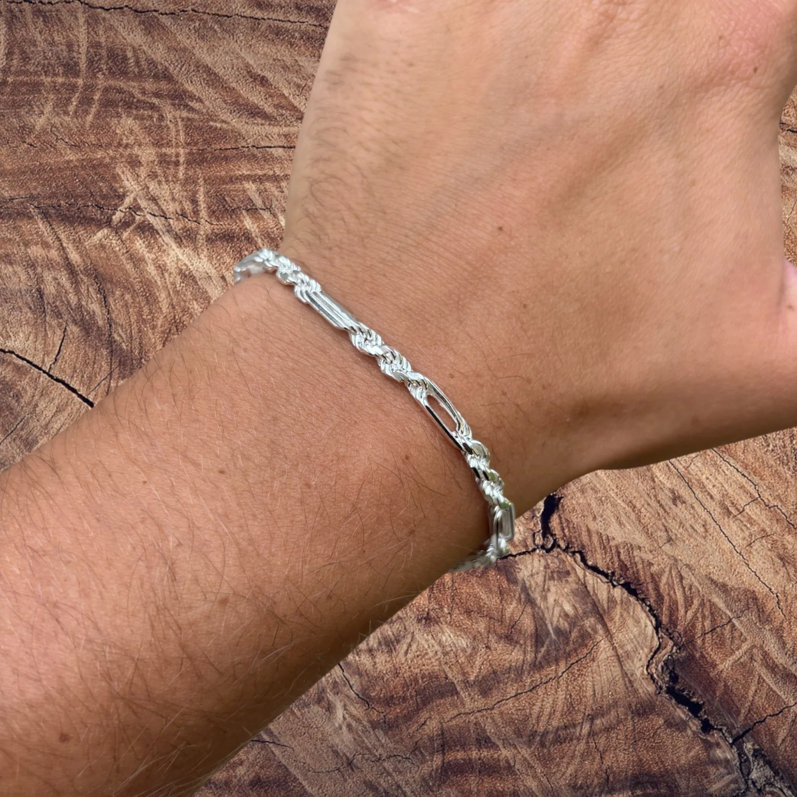 925 Sterling Silver 4mm Figarope Milano Bracelet - Image 6