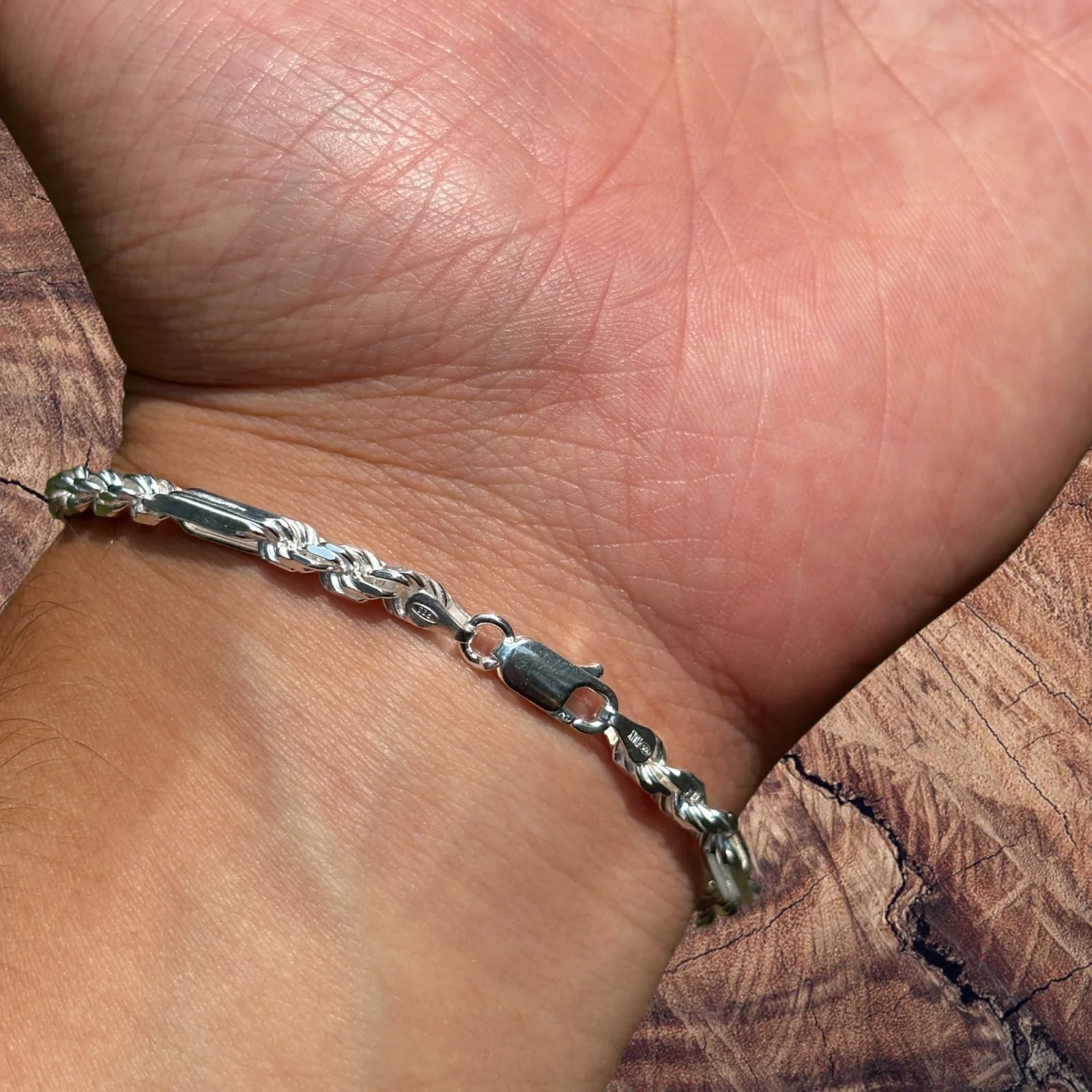 925 Sterling Silver 4mm Figarope Milano Bracelet - Image 8