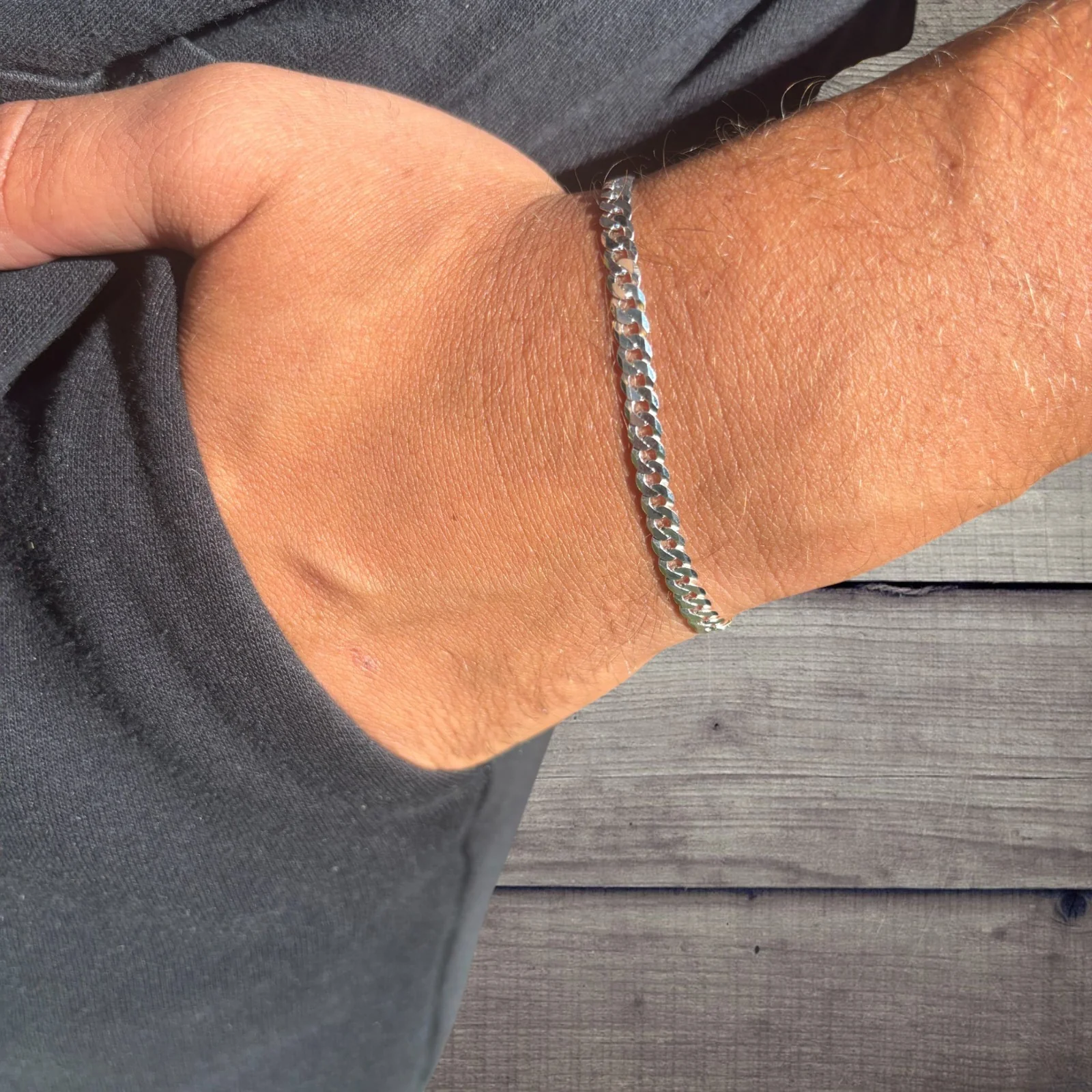 925 Sterling Silver 4mm Flat Curb Bracelet - Image 10
