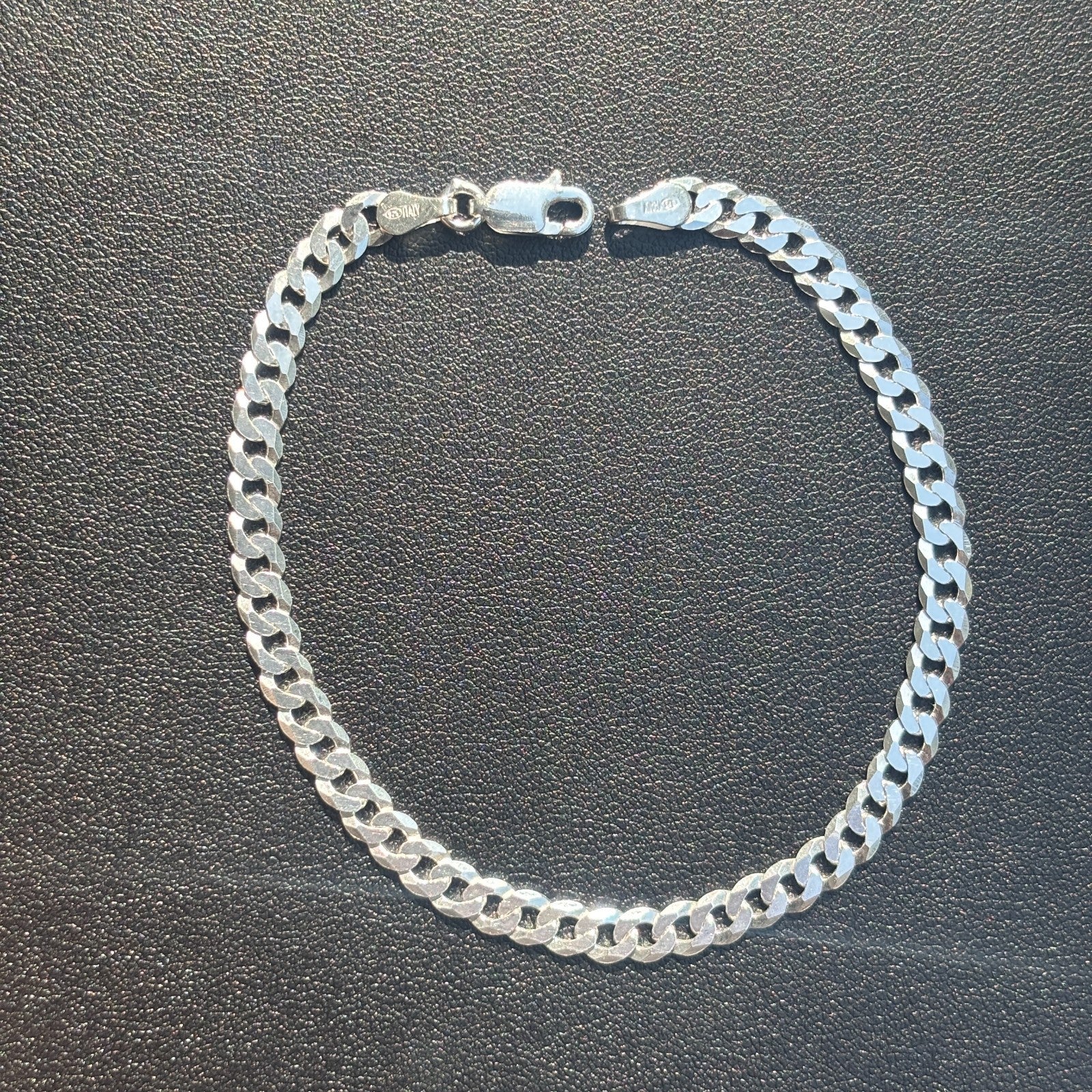 925 Sterling Silver 4mm Flat Curb Bracelet - Image 13