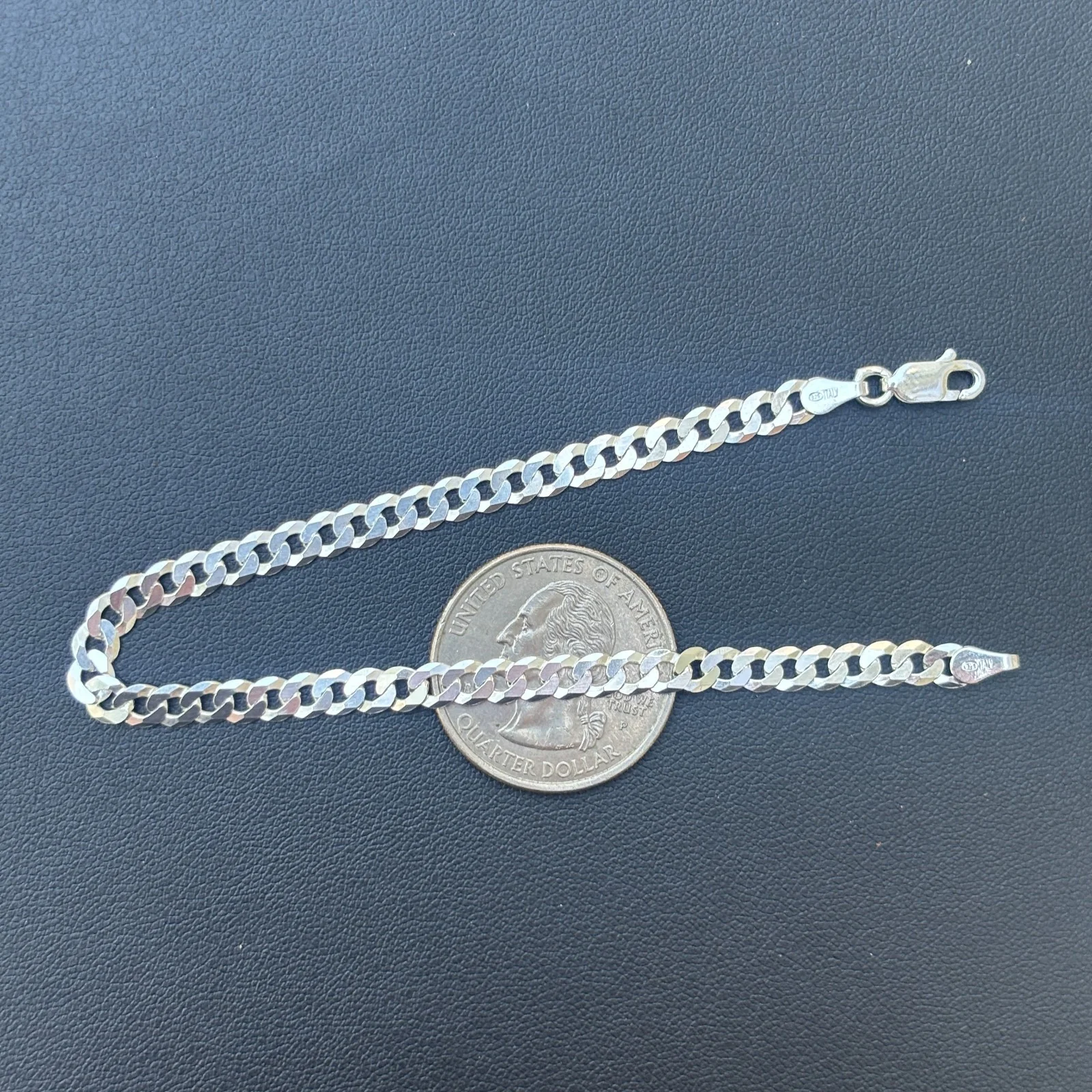 925 Sterling Silver 4mm Flat Curb Bracelet - Image 14