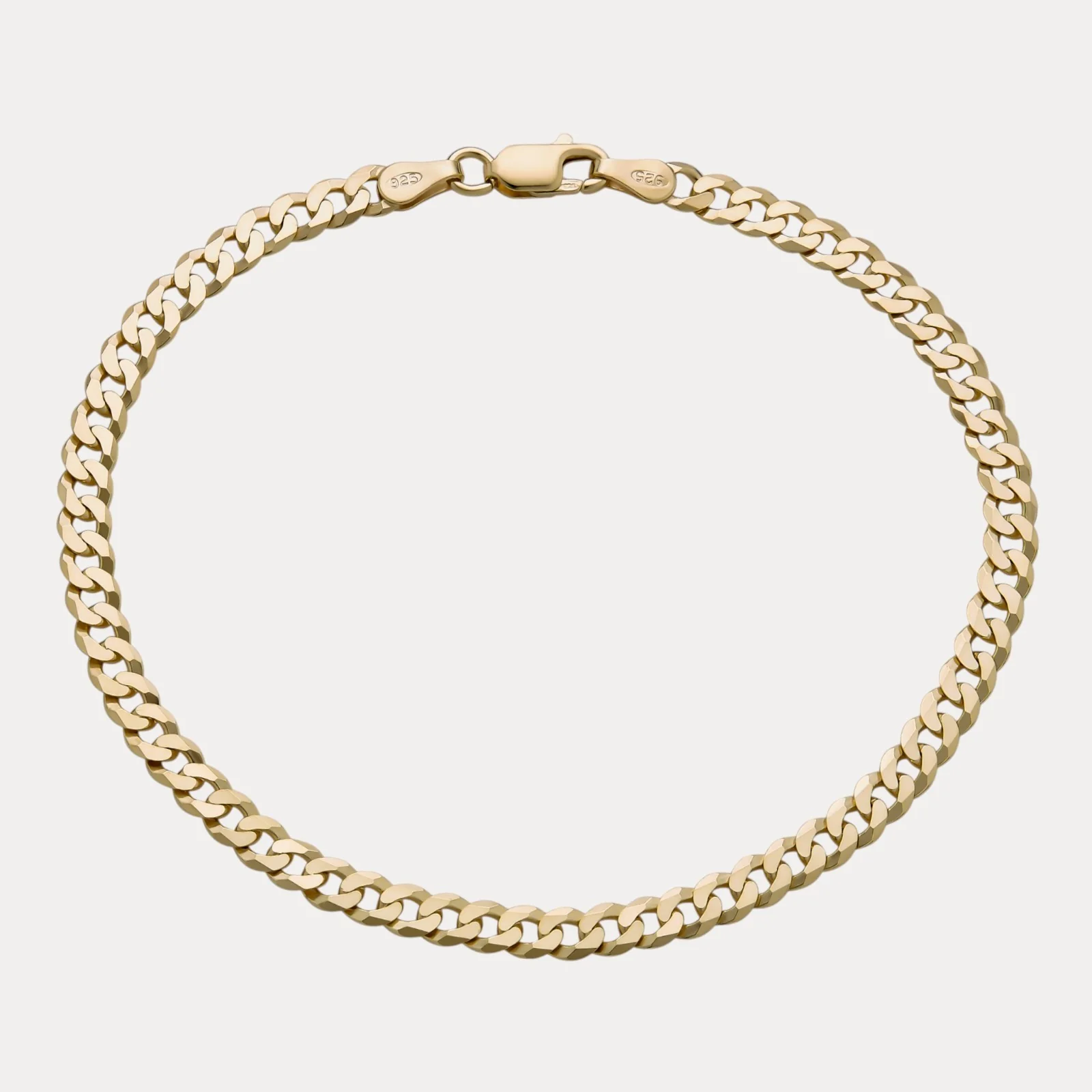 925 Sterling Silver 4mm Flat Curb Bracelet - Image 2