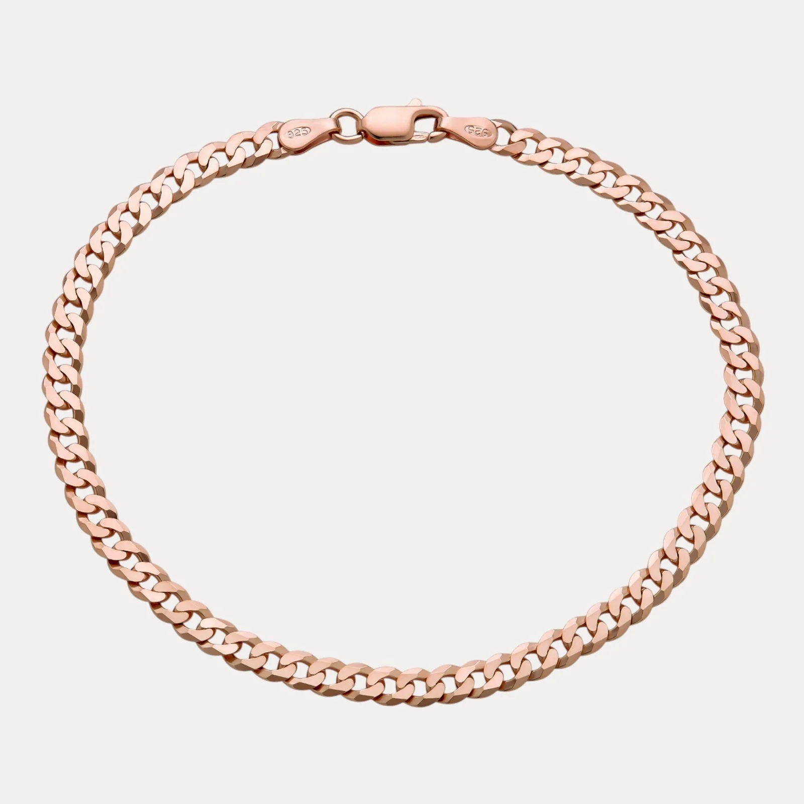 925 Sterling Silver 4mm Flat Curb Bracelet - Image 3